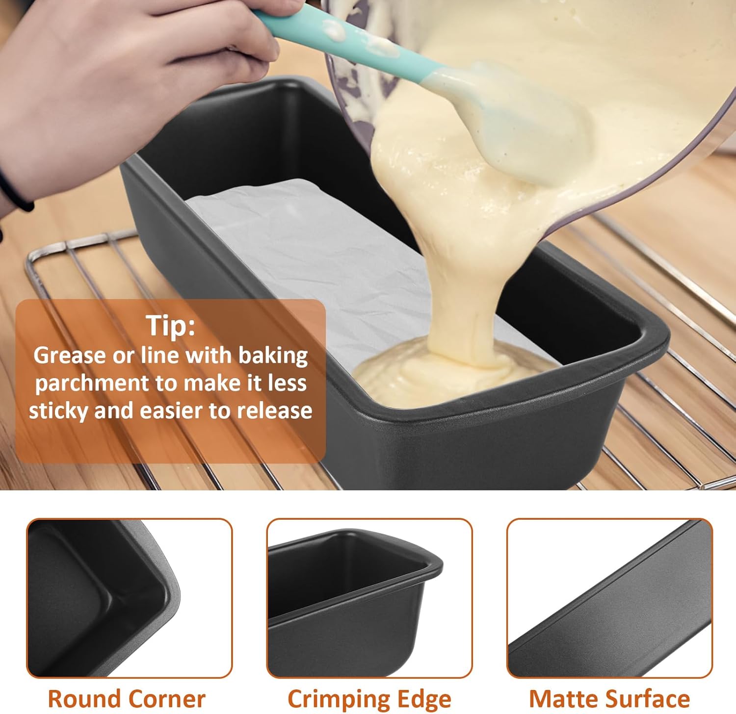 4 Pack Large Loaf Pans Nonstick Banana Bread Pan for Homemade Bread Baking Pan for Oven Metal Meatloaf Pans Sandwich Bread Loaf Pan for Baking Bread Tins for Baking Meat Loaf Cake (Inner 10x3) - Image 4