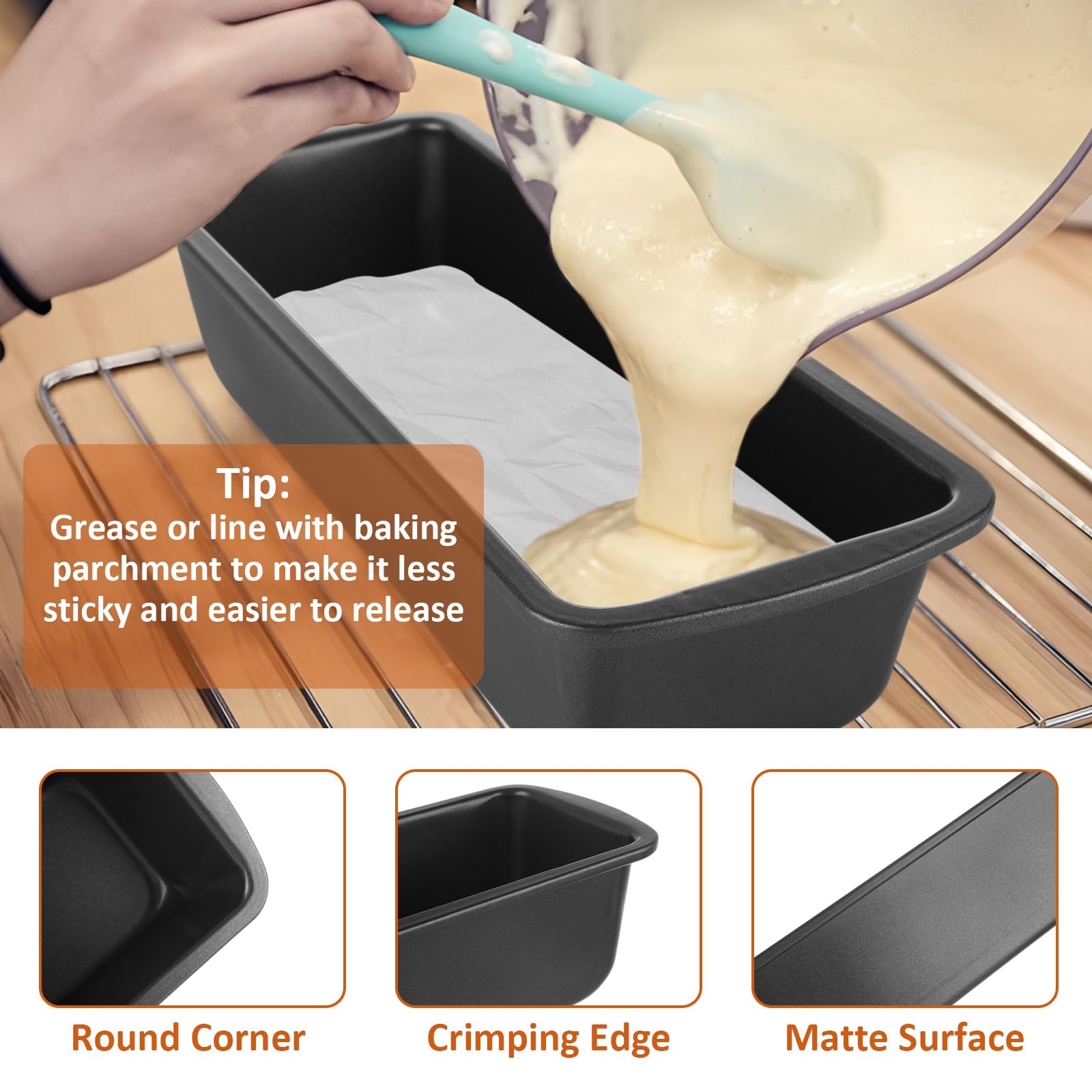 AKOLAFE Paquete de 4 moldes grandes antiadherentes para pan de plátano de 10.9 x 3.7 pulgadas para hornear pan casero para horno, molde de metal para pan de carne, moldes para sándwich, pan, moldes
