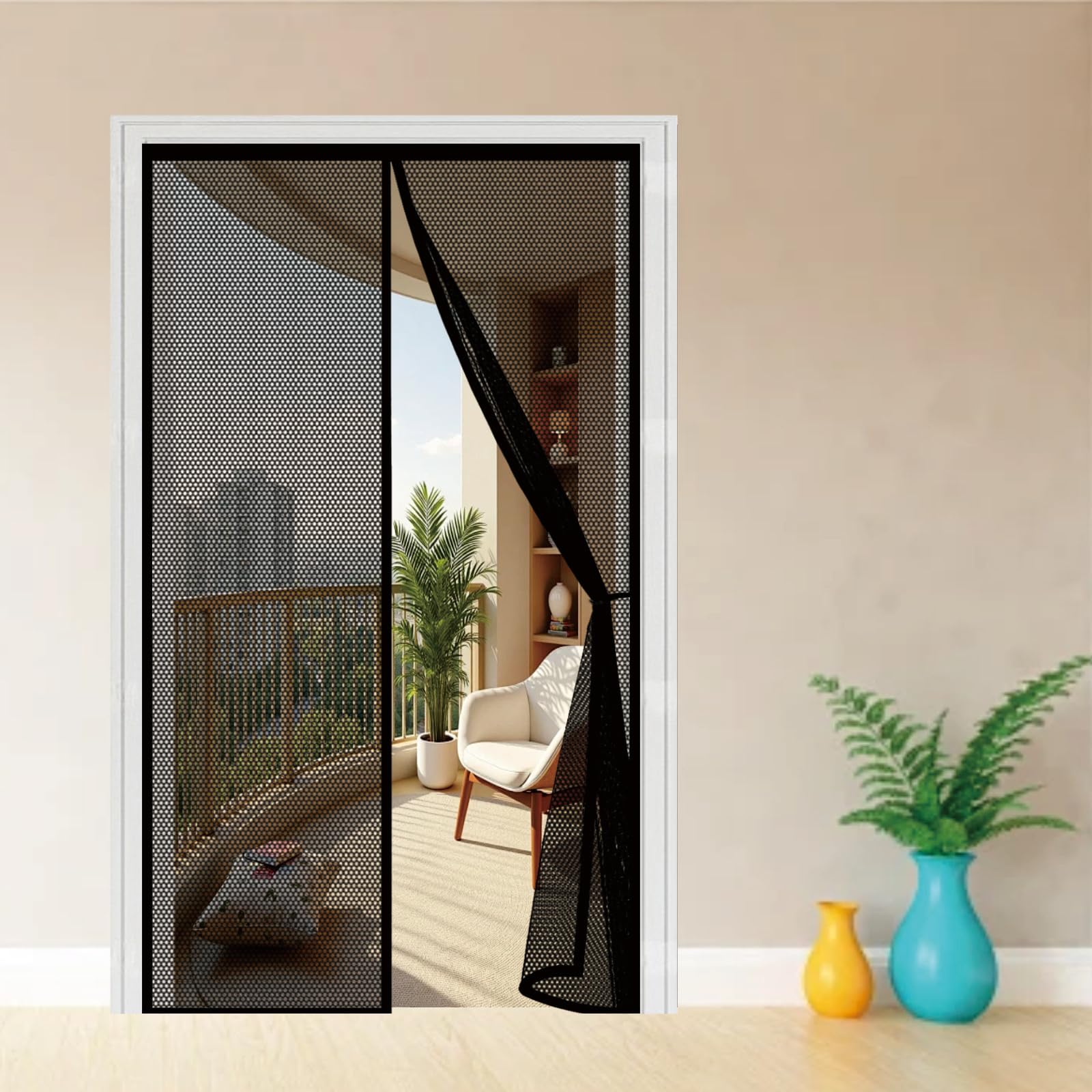 Moustiquaire de porte aimantée noir pour profiter de votre terrasse en été sans insectes