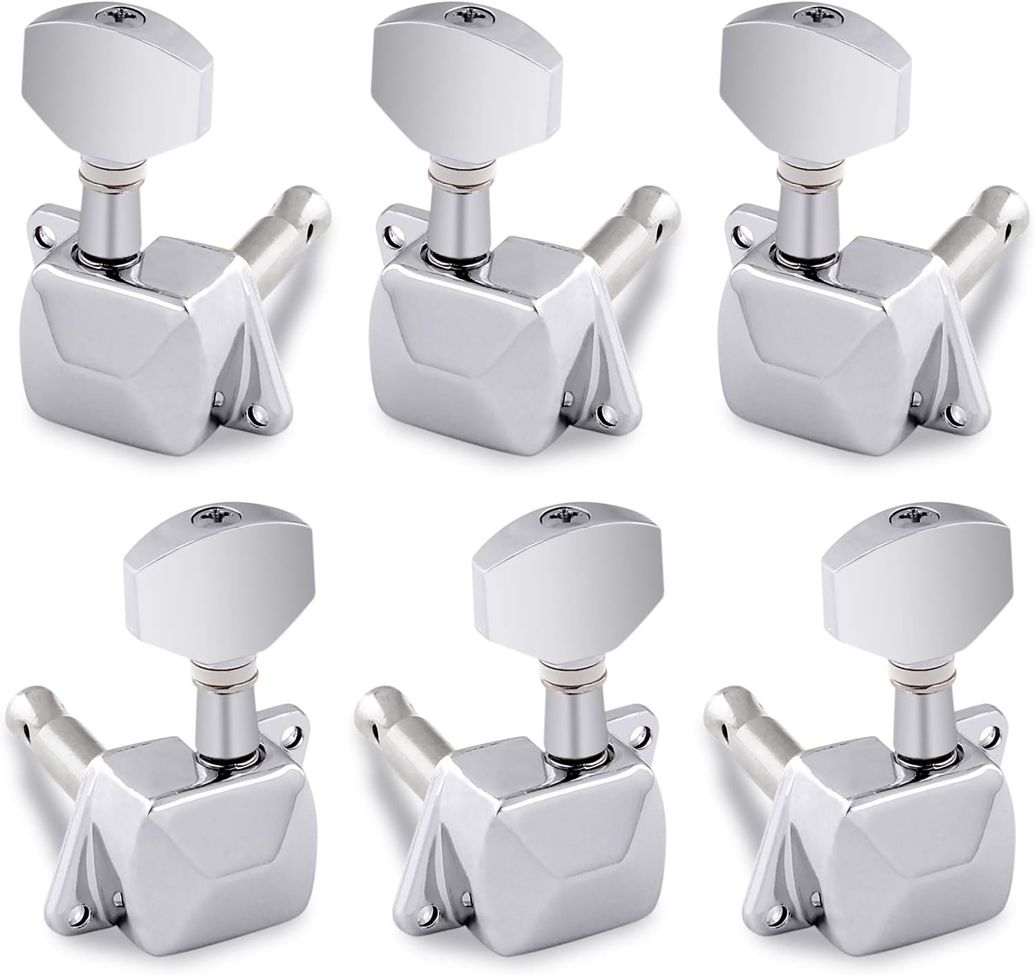 Holmer Guitar String Tuning Pegs Semiclosed Machine Heads Tuners Tuning Keys 3 Left 3 Right for Acoustic Guitar or Electric Guitar Chrome. : Musical Instruments