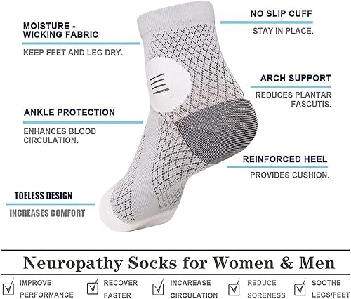 Miniatura 2 de 3 pares de calcetines de neuropatía mejorados para mujeres y hombres, calcetines de compresión para aliviar la calma, 15-20 mmHg
