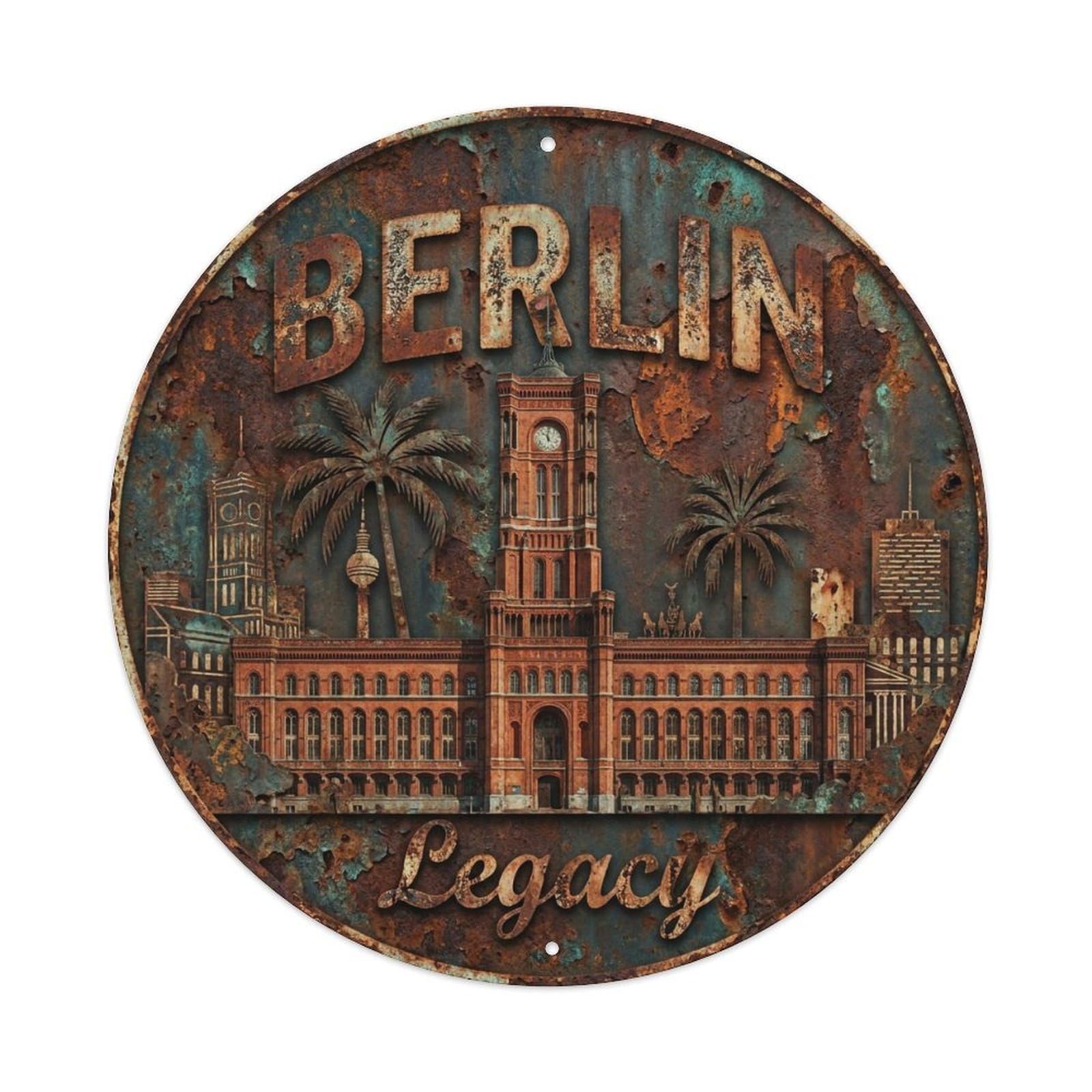 Vintage Travel Berlin Germany Heritage Metal Tin Sign