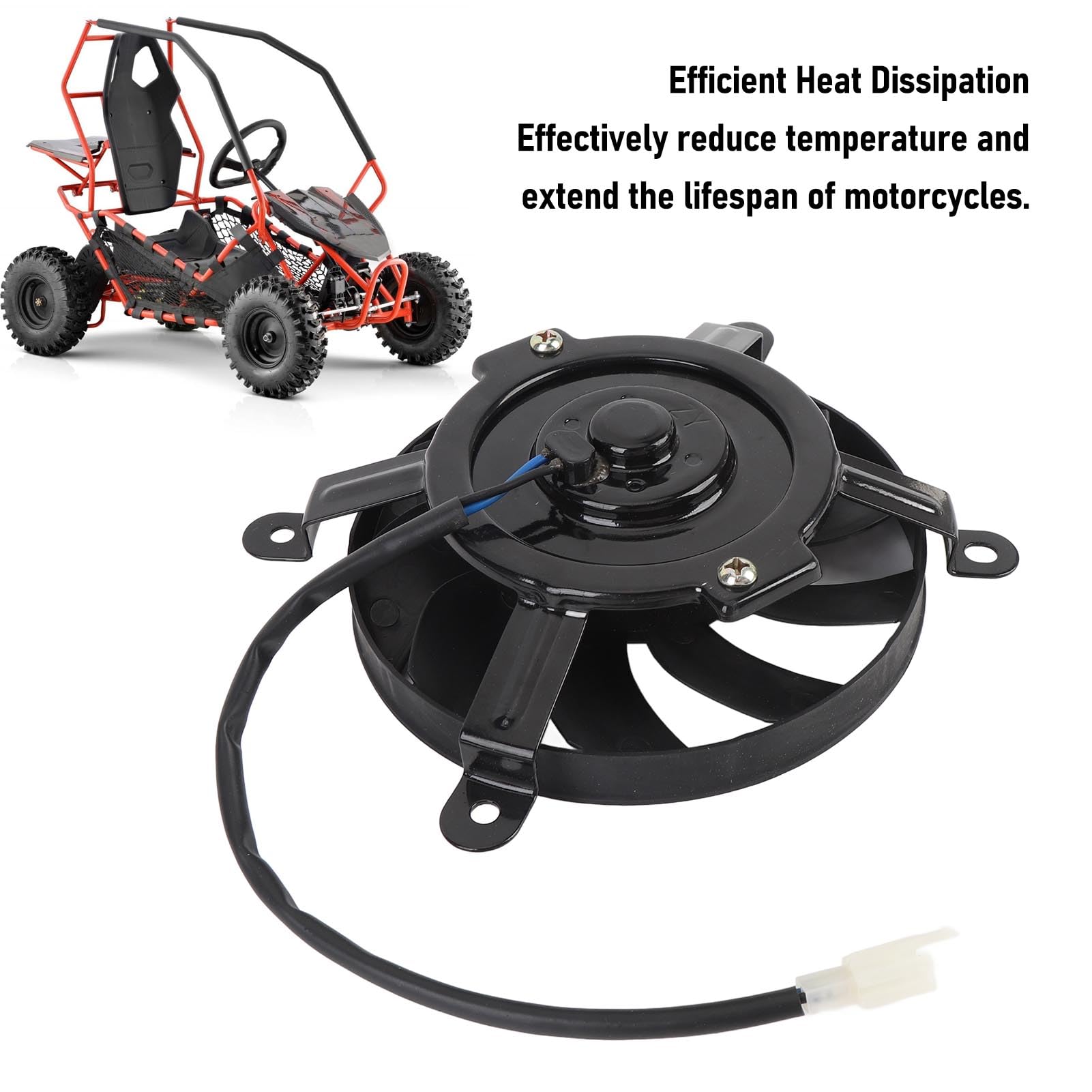 Ventola di Raffreddamento per radiatore Moto, 170 mm, Realizzata in Lega d'Acciaio, con 10 Pale, Compatibile con Quad, Kart e Altri Veicoli con capacità di 150, 200, 250, 300 e 350 ml