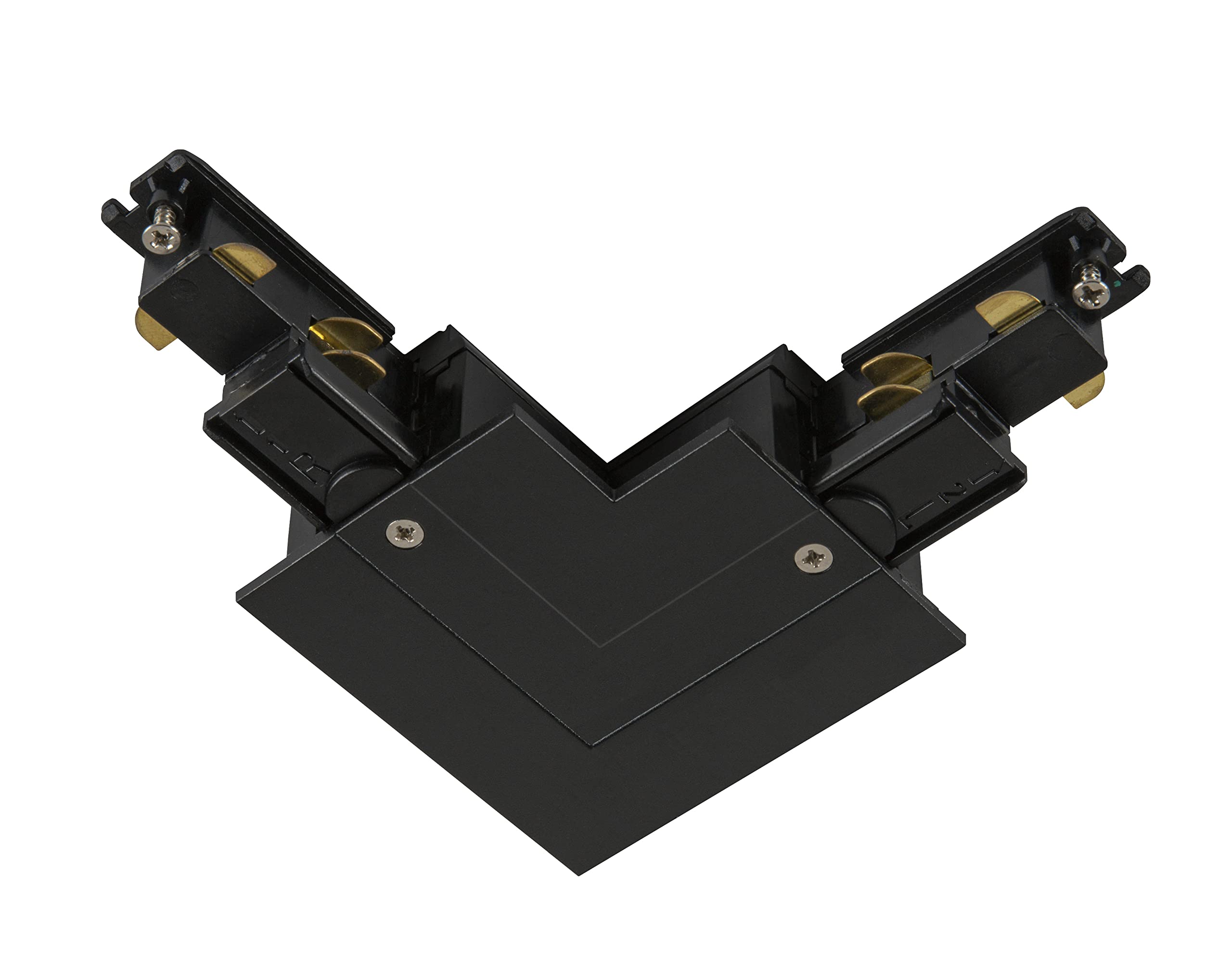 Connecteur en L S-TRACK triphasé terre gauche noir compatible avec variateur de lumière