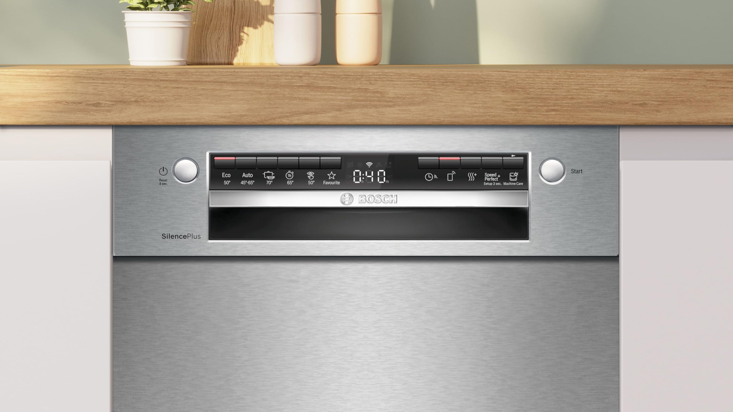 Bosch Serie 4 SPU4HMS10E Unterbau-Geschirrspüler 45 cm Edelstahl mit Besteckschublade Extra Trocknen SpeedPerfect Plus