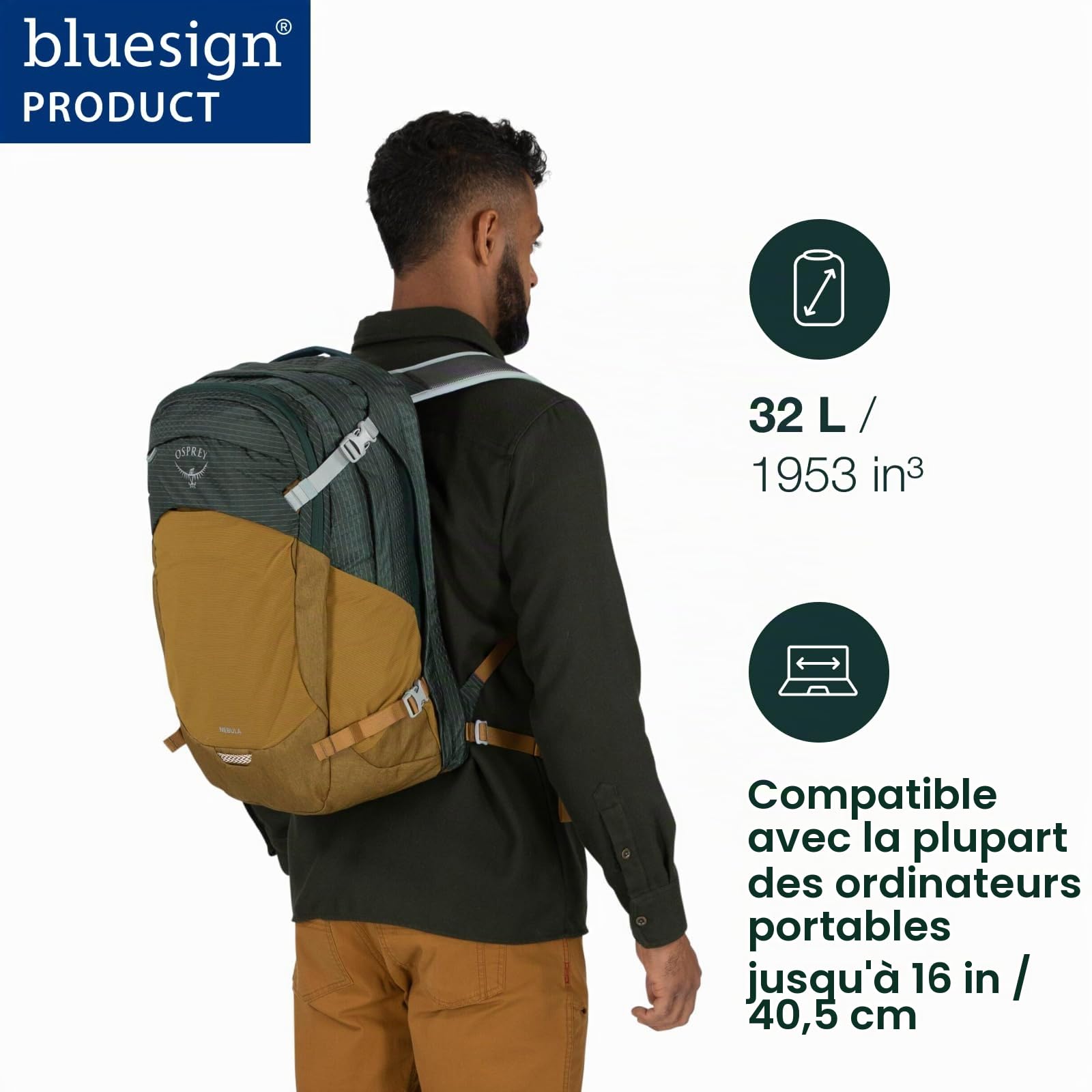 Osprey Nebula Sac à dos lifestyle unisexe, 32L, Atlas Blue Heather