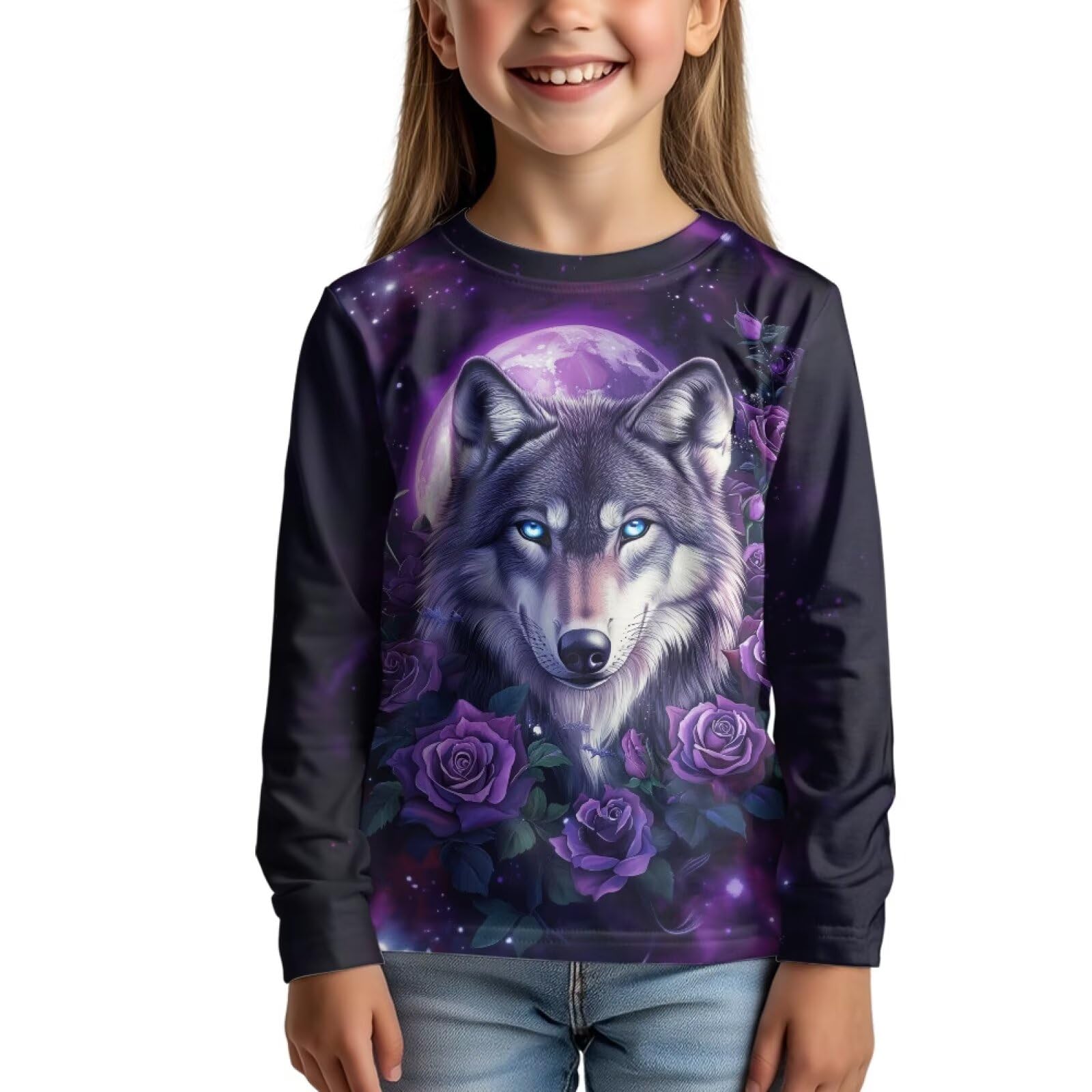 Uourmeti Girls Graphic Tees Long Sleeve T Shirts for Teens Casual Tshirts Junior Sportswear Fall Tops