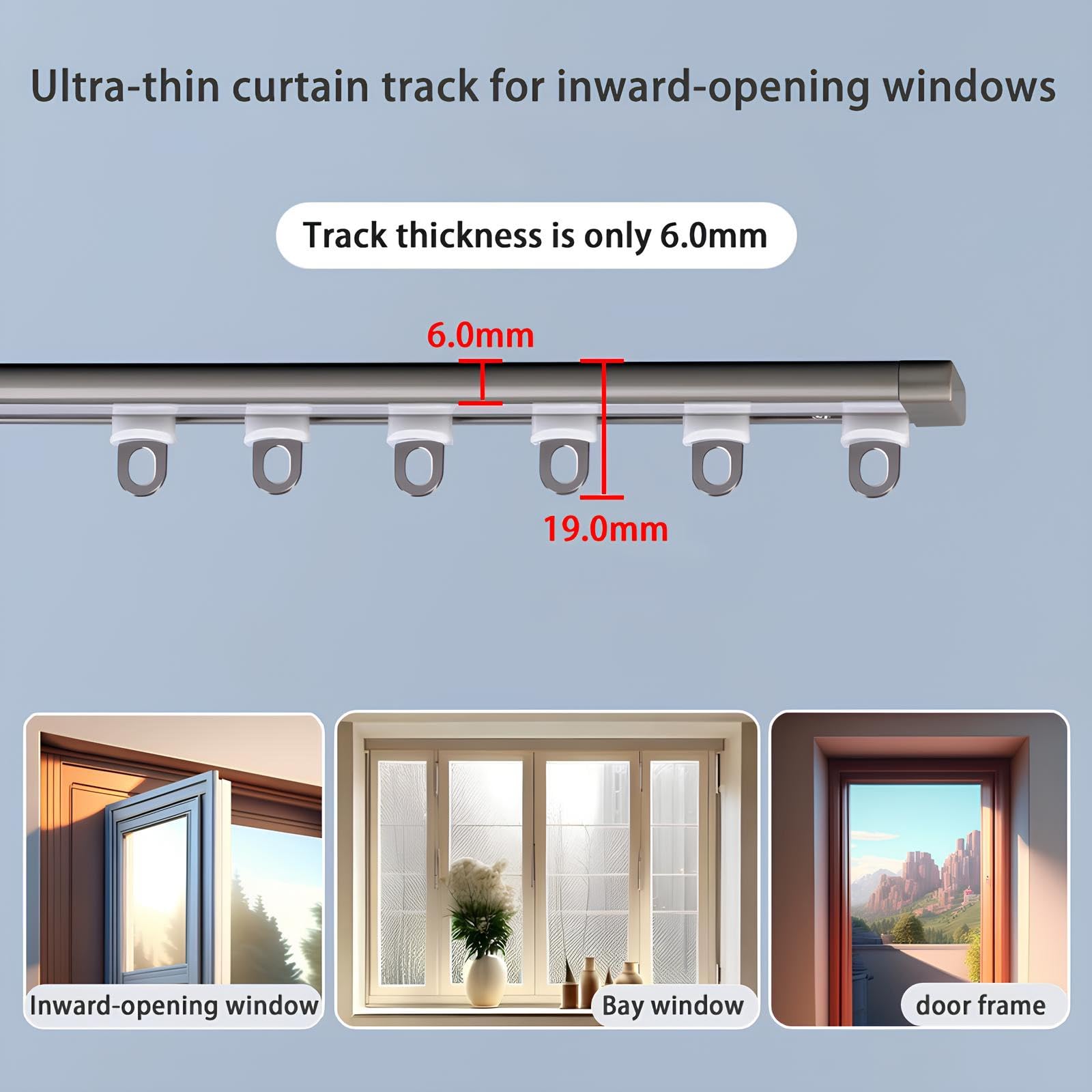 Ultradünne Aluminium-Deckenschiene – leise Gleitschiene für Raumteiler, Duschen, Erkerfenster und Wohnmobile, verstellbar 0,4–6,0 m (Champagner, 330 cm / 10.8ft)