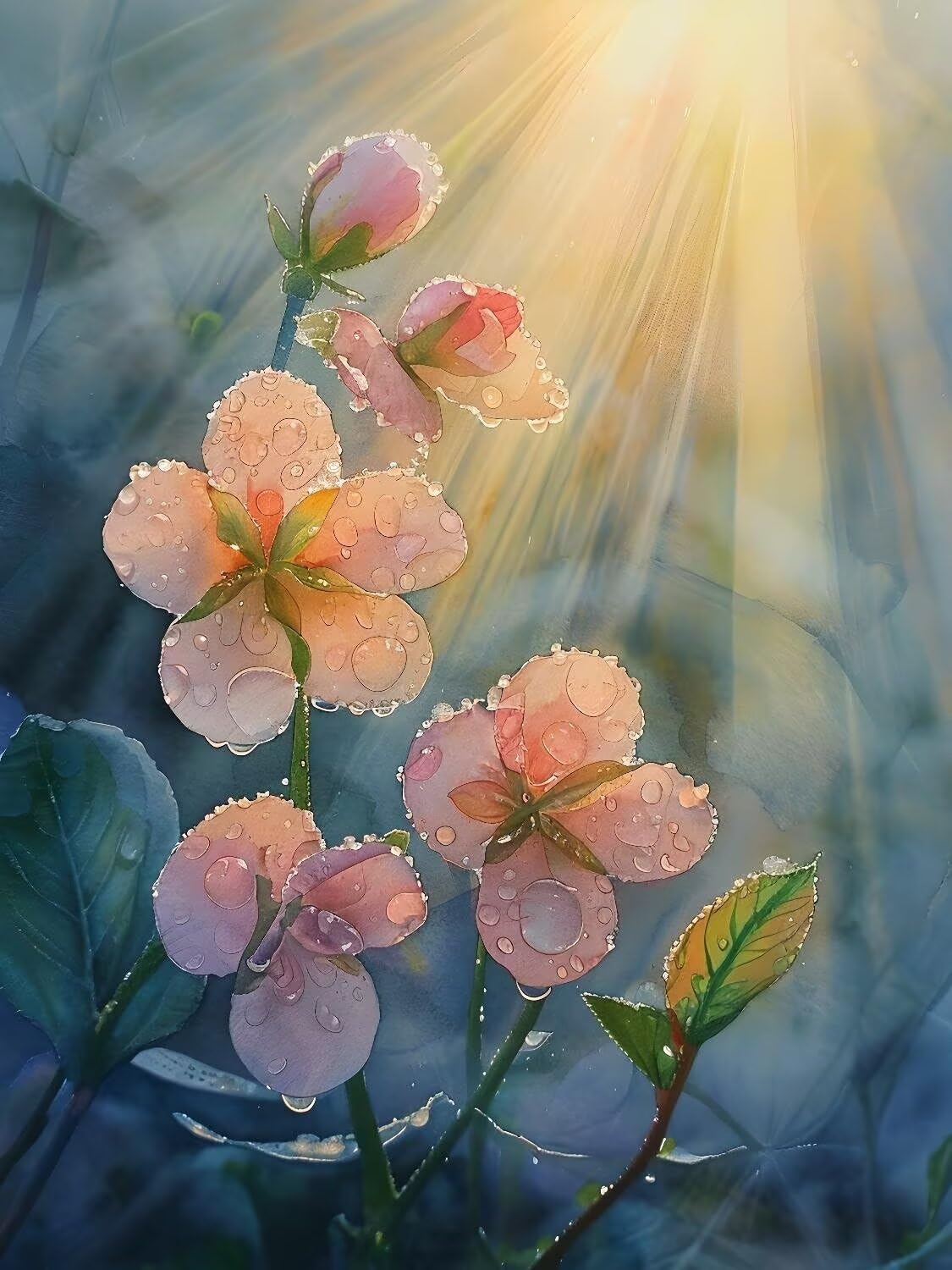 Diamond Painting Gotas de agua de flores Pintura Diamante Adultos, Diamond Painting Niños, DIY Cuadros de Diamantes Kit Adultos, para Navidad Decoración de La Pared Del Hogar Regalos 100x150cm t-1694