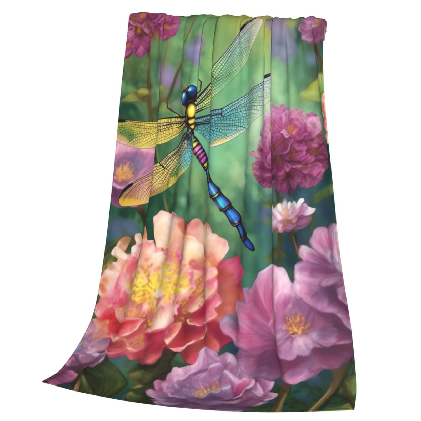 Couverture de jardin légère et plaid flanelle libellule pour canapé