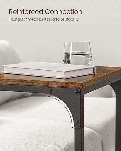 Miniatura 10 de VASAGLE Juego de 2 mesas auxiliares en forma de C, mesa auxiliar pequeña para sofá, mesa de sofá con marco de metal para sala de estar, dormitorio,