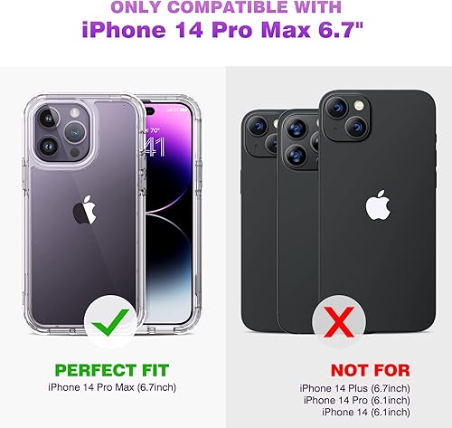 Miniatura 1045 de Diaclara - Funda diseñada para iPhone 14 Pro Max, resistente, de cuerpo completo, con protector de pantalla sensible al tacto y antiarañazos + Blanco