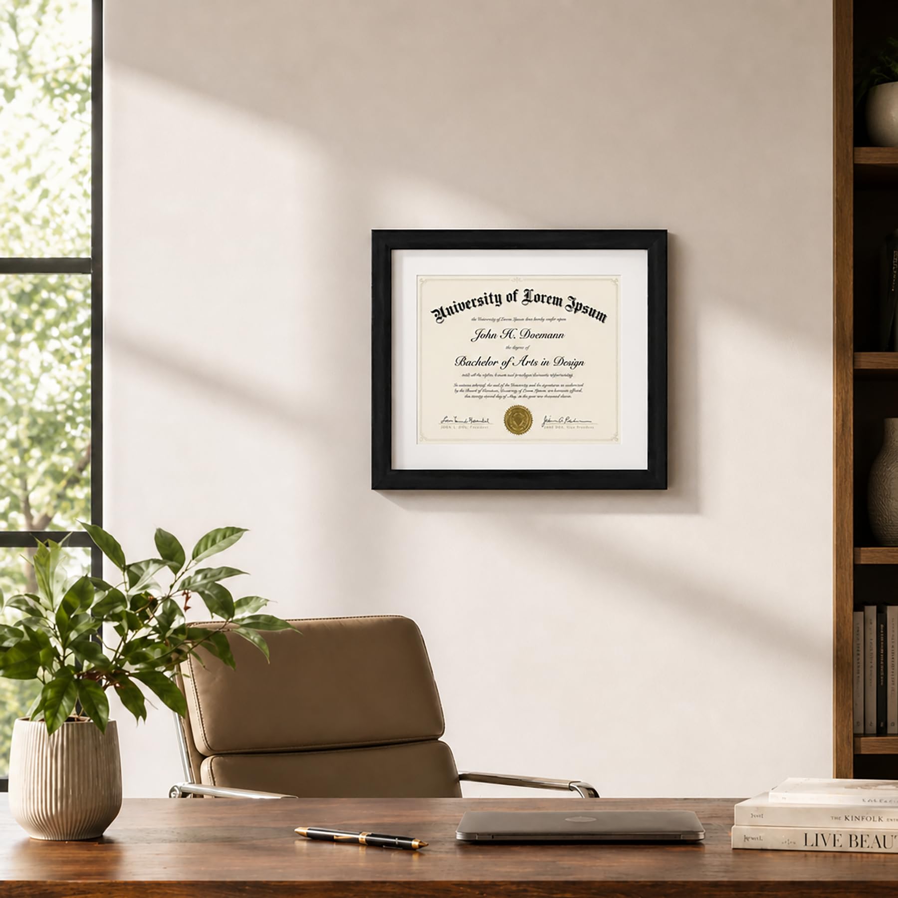 Americanflat 11x14 Diploma Frame with Shatter-Resistant Glass - Use as 8.5x11 Frame with Mat or Display 11x14 Documents Without Mat - Legacy Collection - Certificate Frames for Wall Display - Black