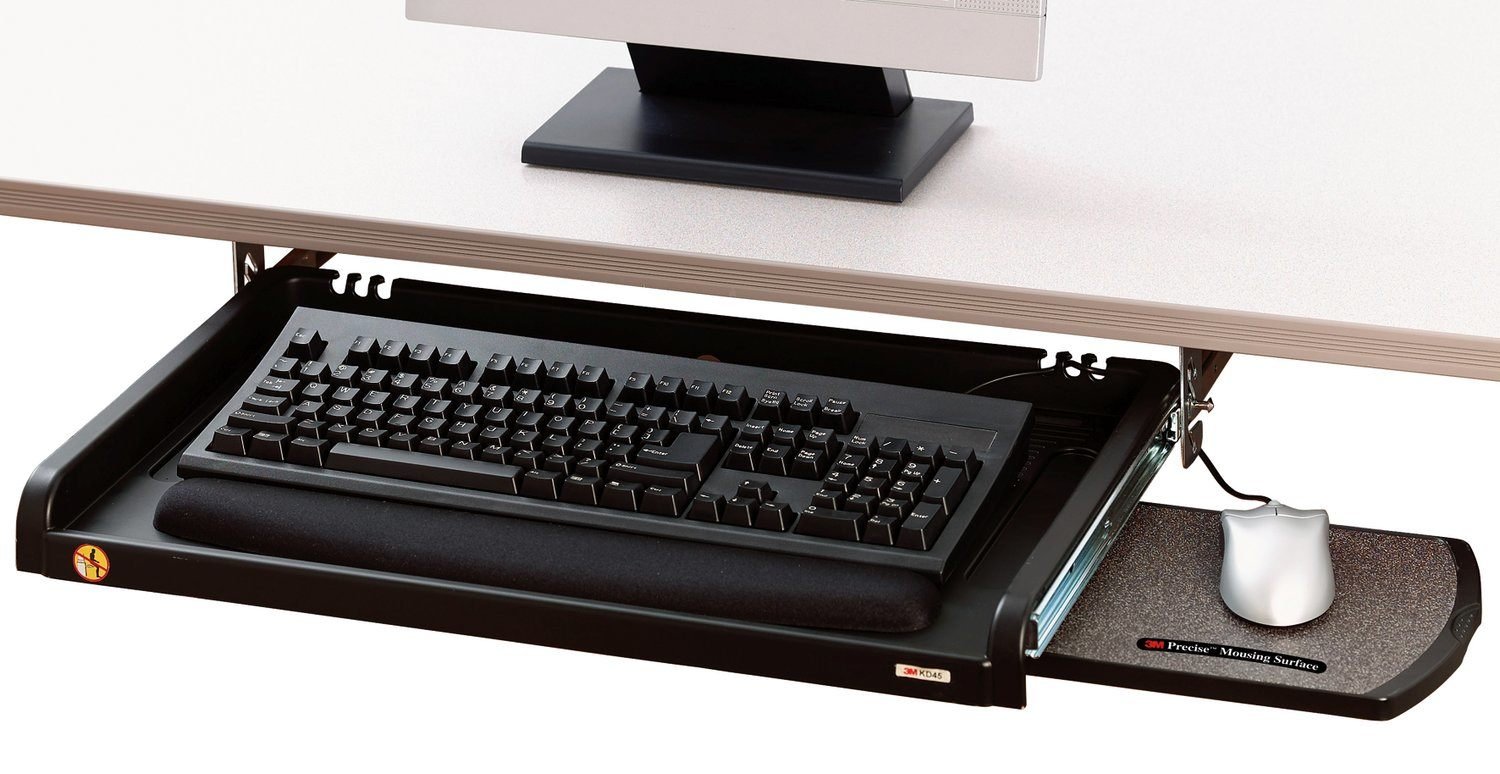3M Adjustable UnderDesk Keyboard Drawer, Three Height Settings, Wide Tray with Gel Wrist Rest
