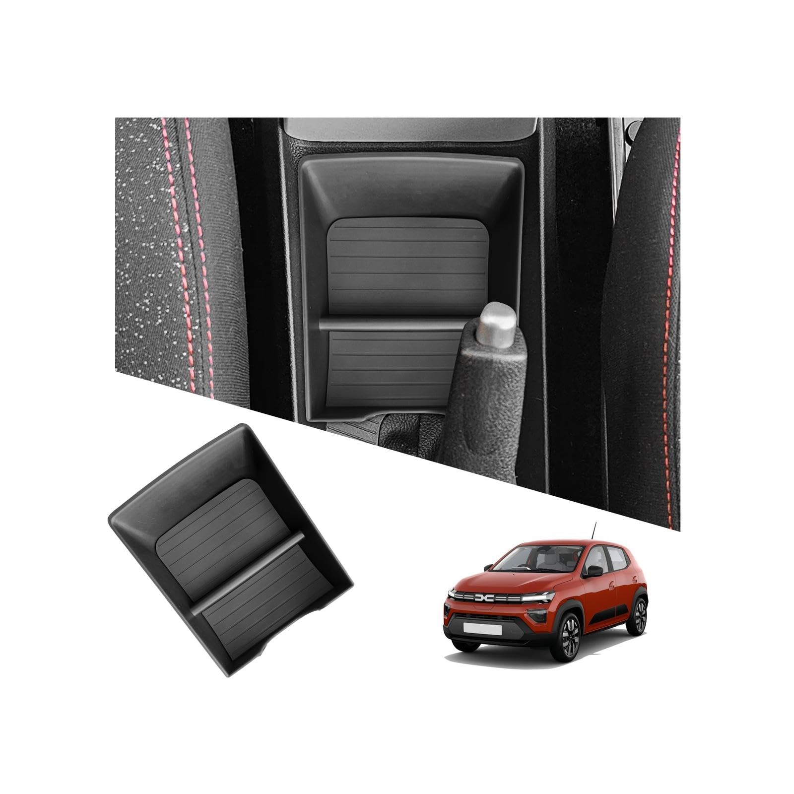 Ruiya Compatibile con Nuovo Dacia Spring Electric EV 2025 2026 Portaoggetti Organizer, Console Centrale Portaoggetti Prima del Freno a Mano sotto Portaoggetti 2026 Dacia Spring Accessori