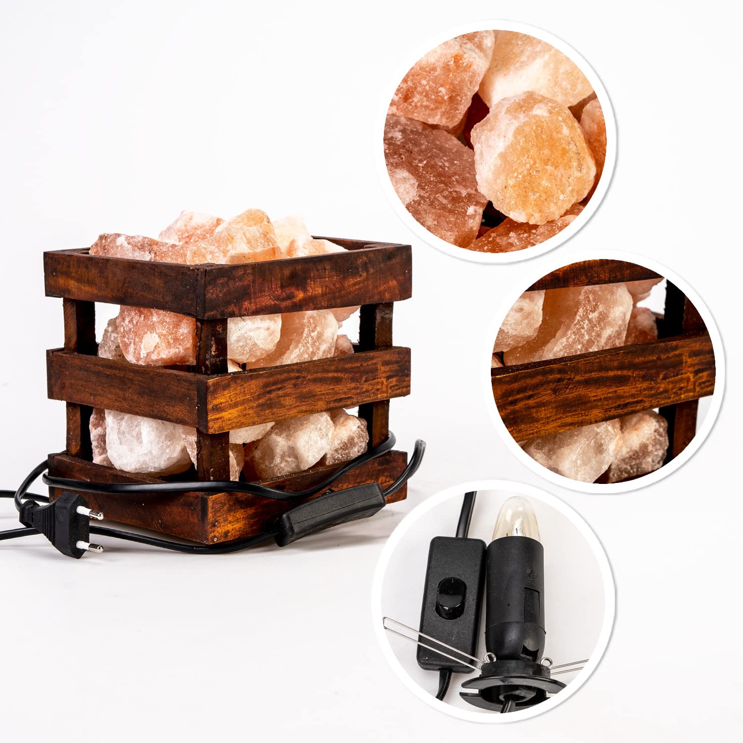 Lampada di Sale dell’Himalaya 3–5 kg dal Punjab Pakistan – Lampada di Cristallo Naturale in Pietra di Sale