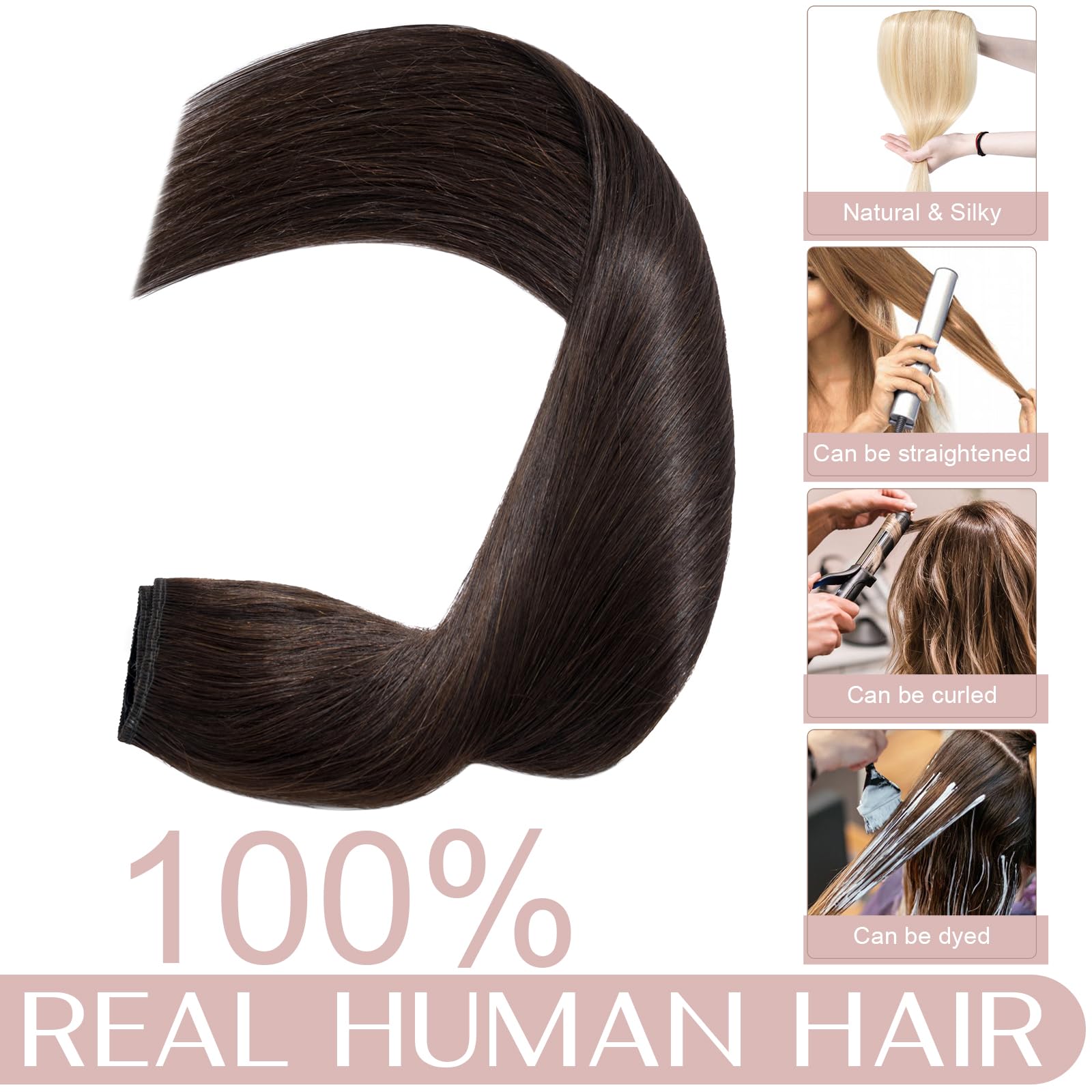 12 inch Clip in Hair Extension Human Hair One Piece 100% Real Remy [#2 Dark Brown] 3/4 Full Head Straight Hair Pieces for Women Invisible Short (40g) - 5