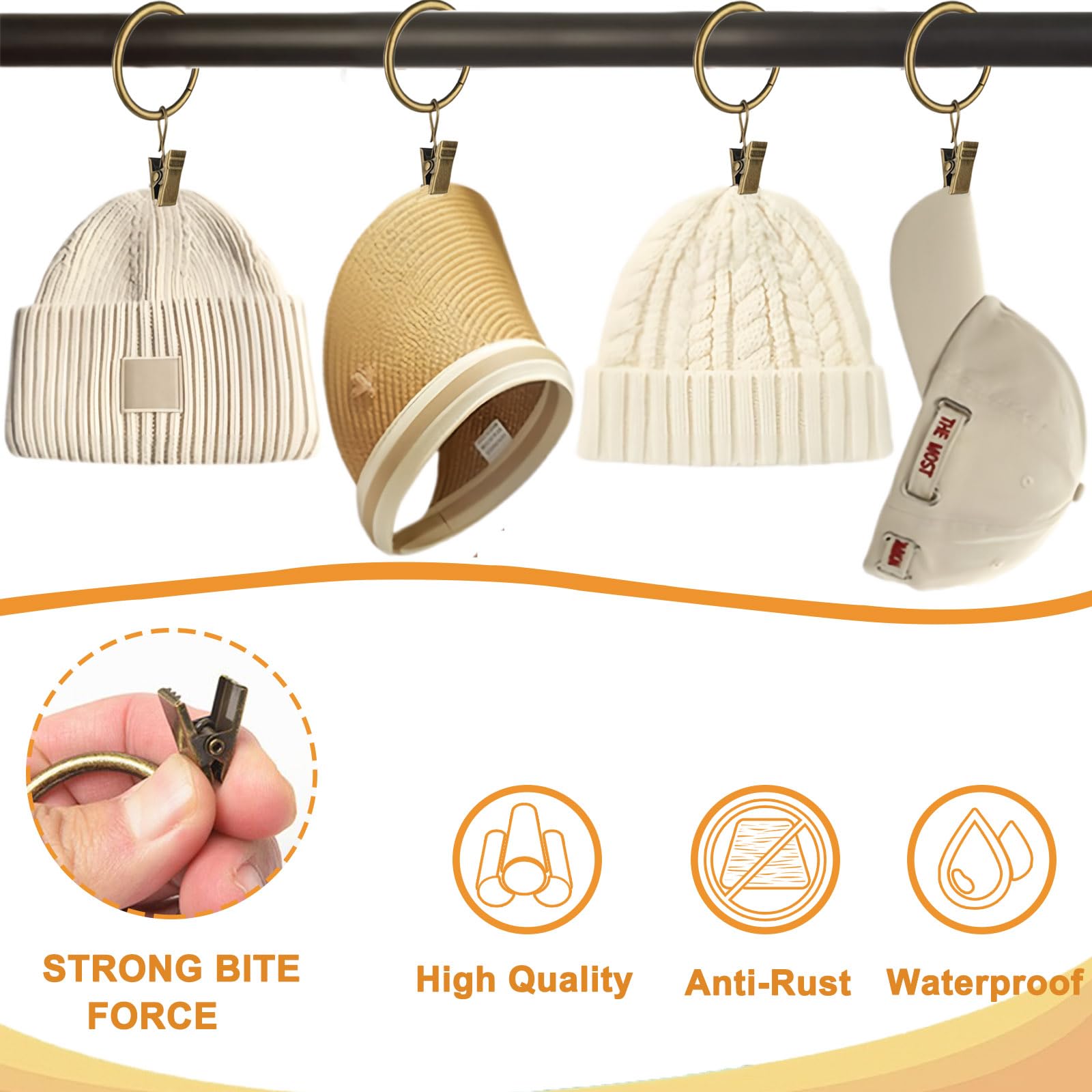 OUDQFCJ 20 Pièces Anneaux De Rideaux En Métal, Pince Rideau Robuste Et