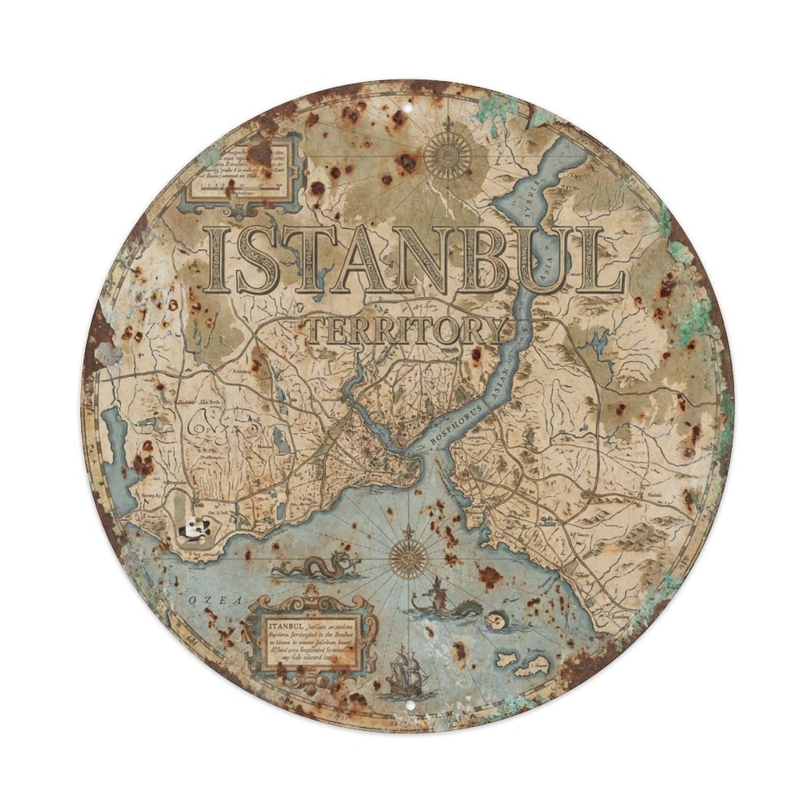 Vintage Travel Istanbul Turkey Territory Vintage Metal Tin Sign Plaque Wall Decor for Cafe, Club Bar, Office, Garden Metal Poster 8x8Inch