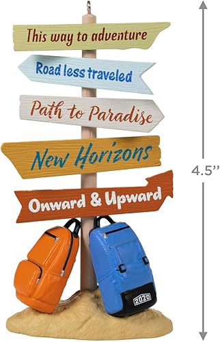 Miniatura 3 de Hallmark Adorno navideño de recuerdo 2020 con fecha de año, nuevos horizontes por delante (viajes, graduación, jubilación) (1799QGO1971)