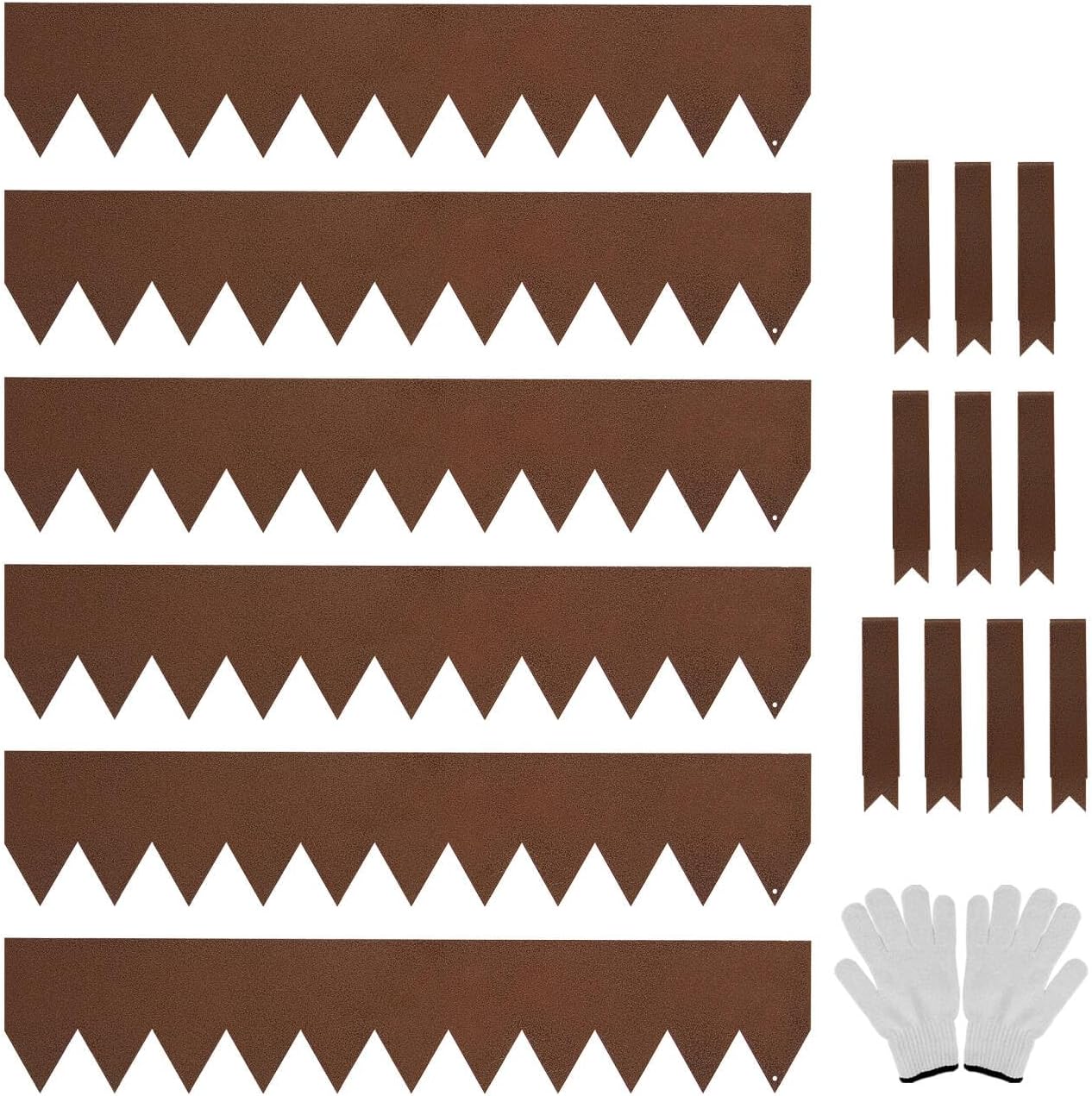 KOL Galvanized Steel Garden Lawn Edging - 40" L x 6" H (20FT Total Length) - 6-Pack Bronze Bendable Metal Landscape Edging Strips - Heavy Duty Hammer-in Border with 7 Clips - 20-Gauge