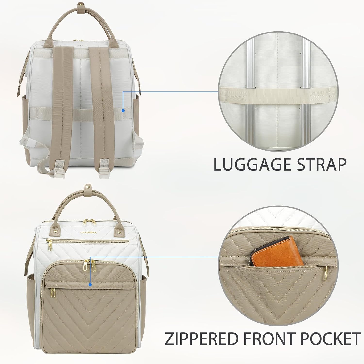 vankean 15.6 inch laptop backpack for women large capacity waterproof daypack