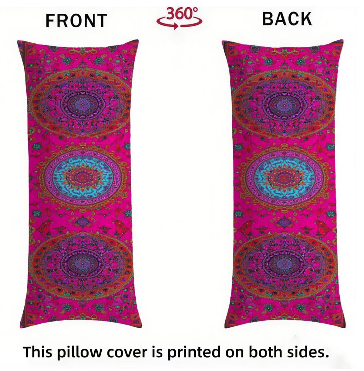 Seitenschläferkissen Bezug Lila Kissenbezug 60 x 180 Schwangerschaftskissen Böhmen, Leinen Atmungsaktiv und Weich Body Pillow, für Deko Wohnzimmer Sofa Kopfkissenbezug, Geschenke für Fraue T-3828