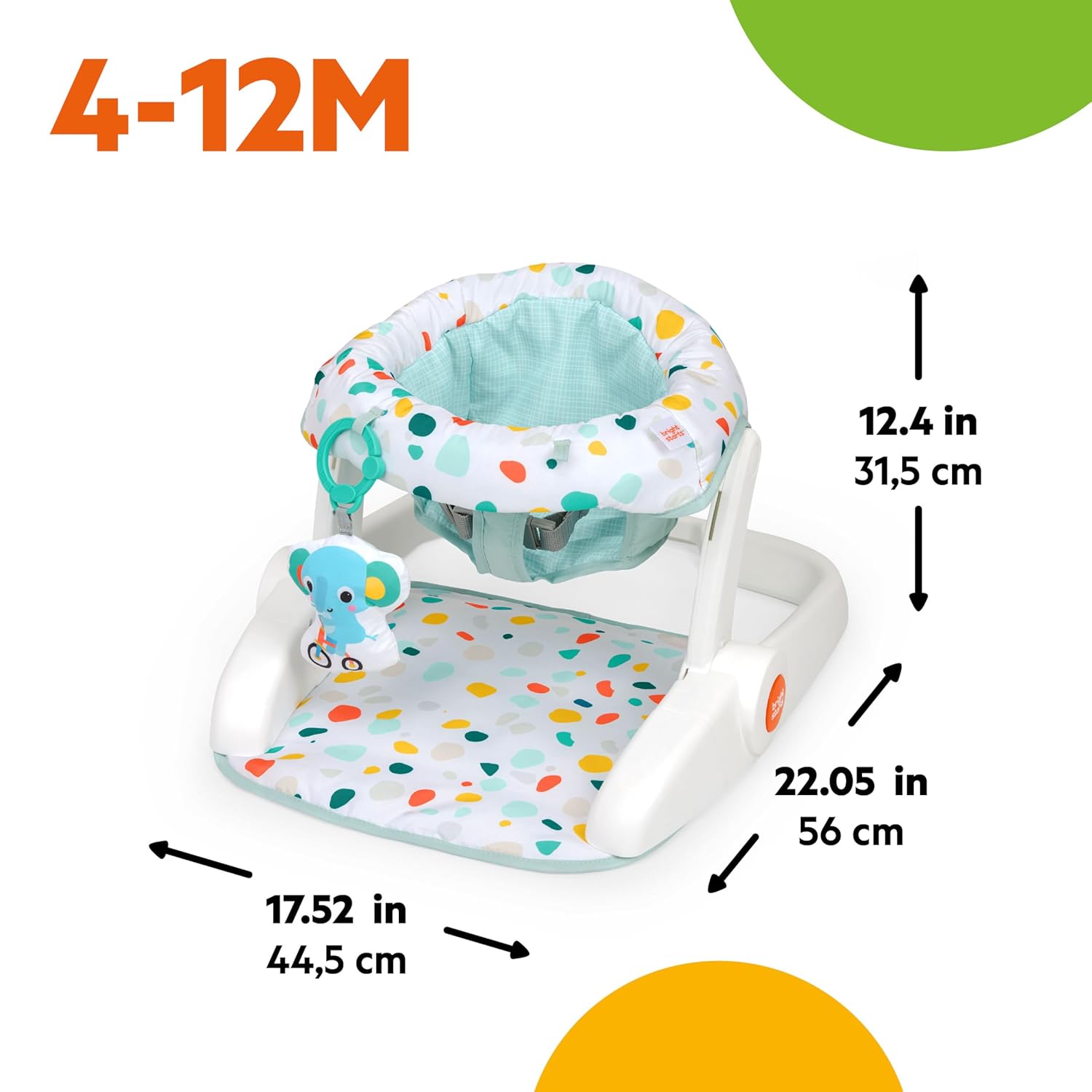 Bright Starts Terazzo Neutral 2 Position Baby Floor Seat Foldable Unisex Multi-Coloured
