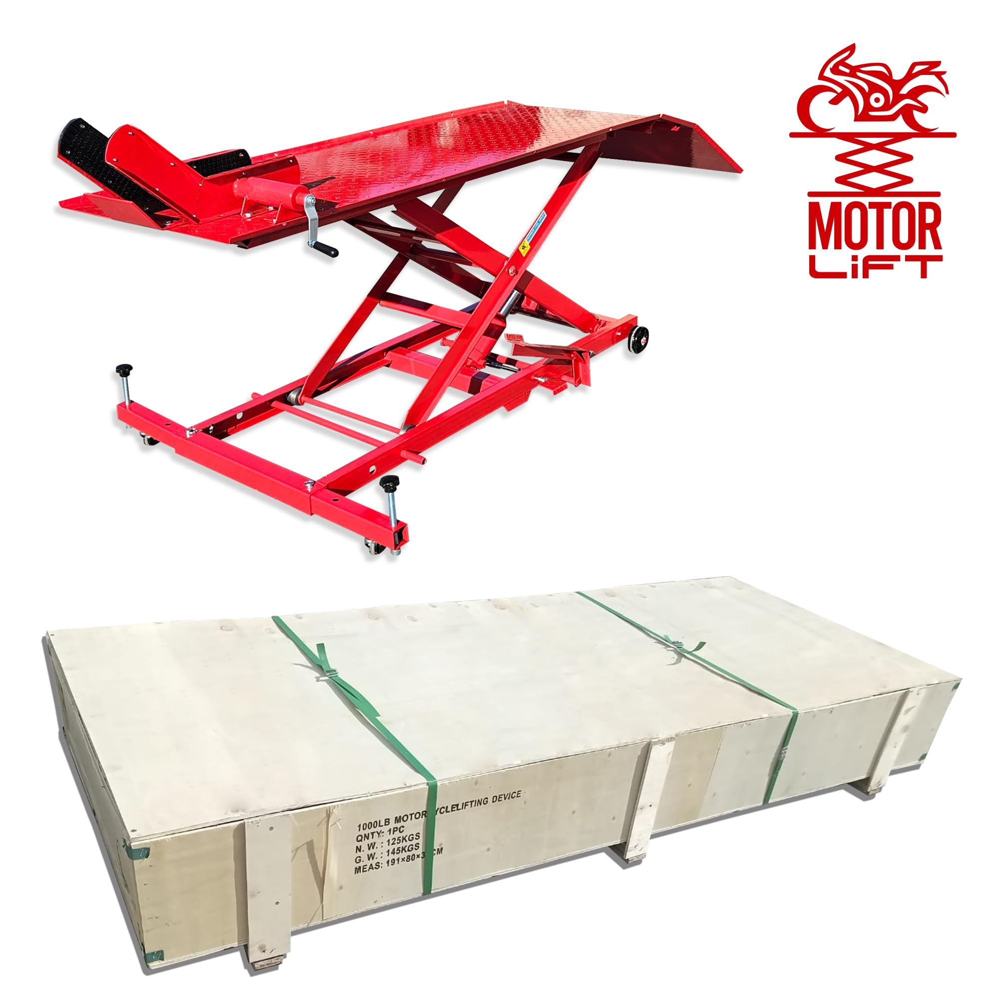 MotorLift450 - Rampa de montaje para moto, 450 kg, hidráulica