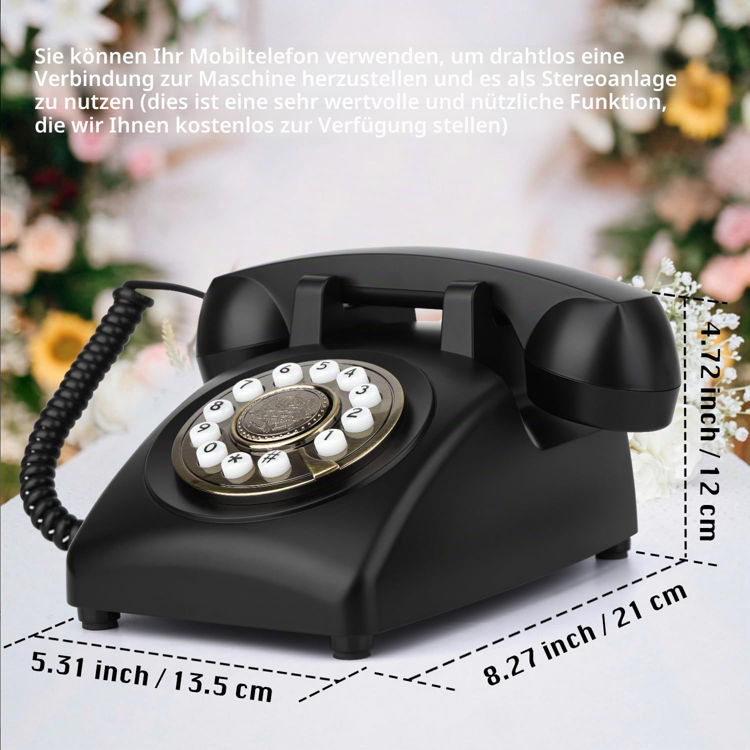 Audio-Gästebuch Hochzeitstelefon, FESTRING Retro Audio-Gästebuch,Schwarz | Hochwertige Audioaufnahmen im Gästebuch, Vintage-Schwarz-Dekor für Hochzeit, Geburtstag, Abschluss, Babyparty & Rentenfeier