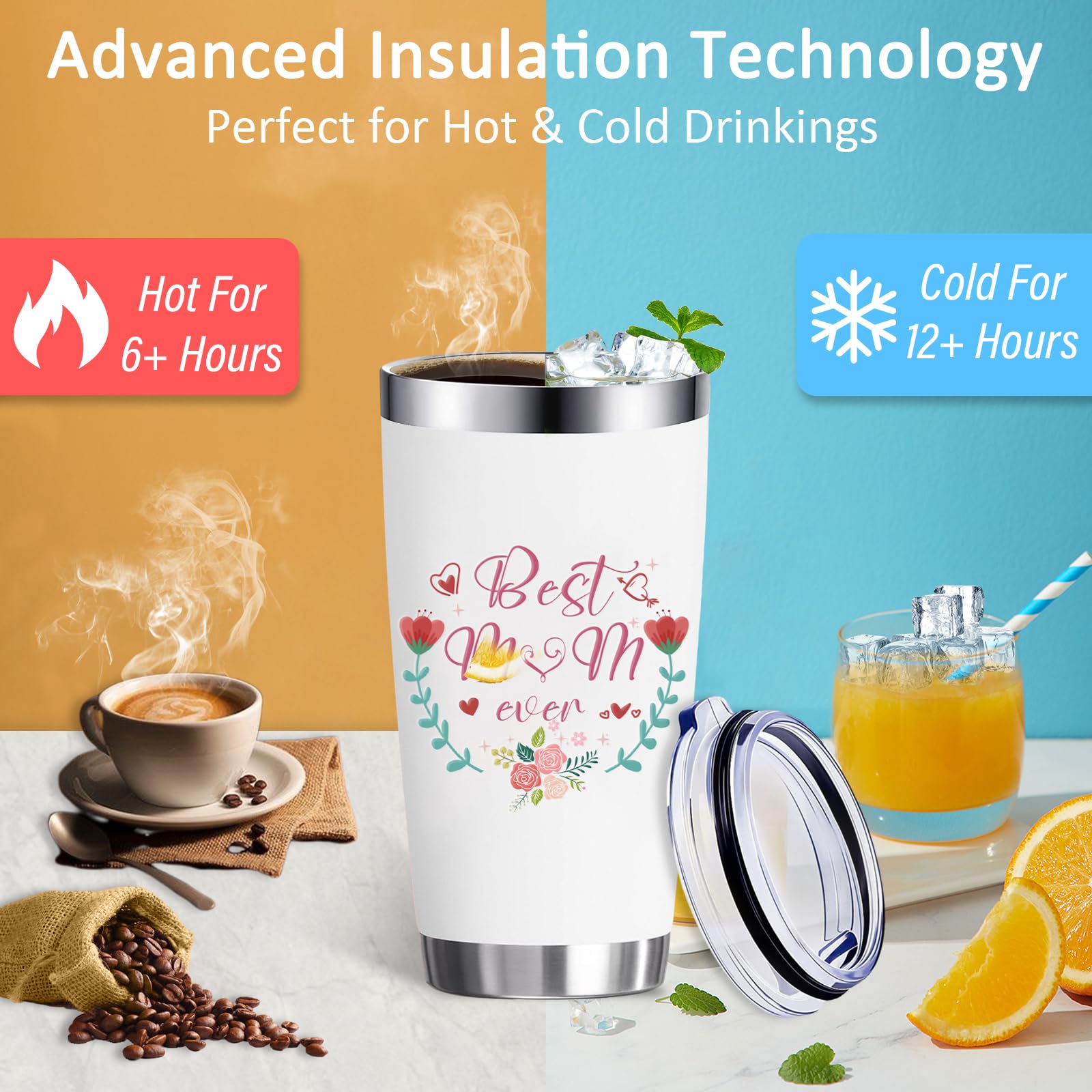 Tazza Termica Da Viaggio 600ml 'Best Mum Ever' – Acciaio Inox 304, Isolata, Con Cannuccia E Spazzola, Regalo Per La Mamma