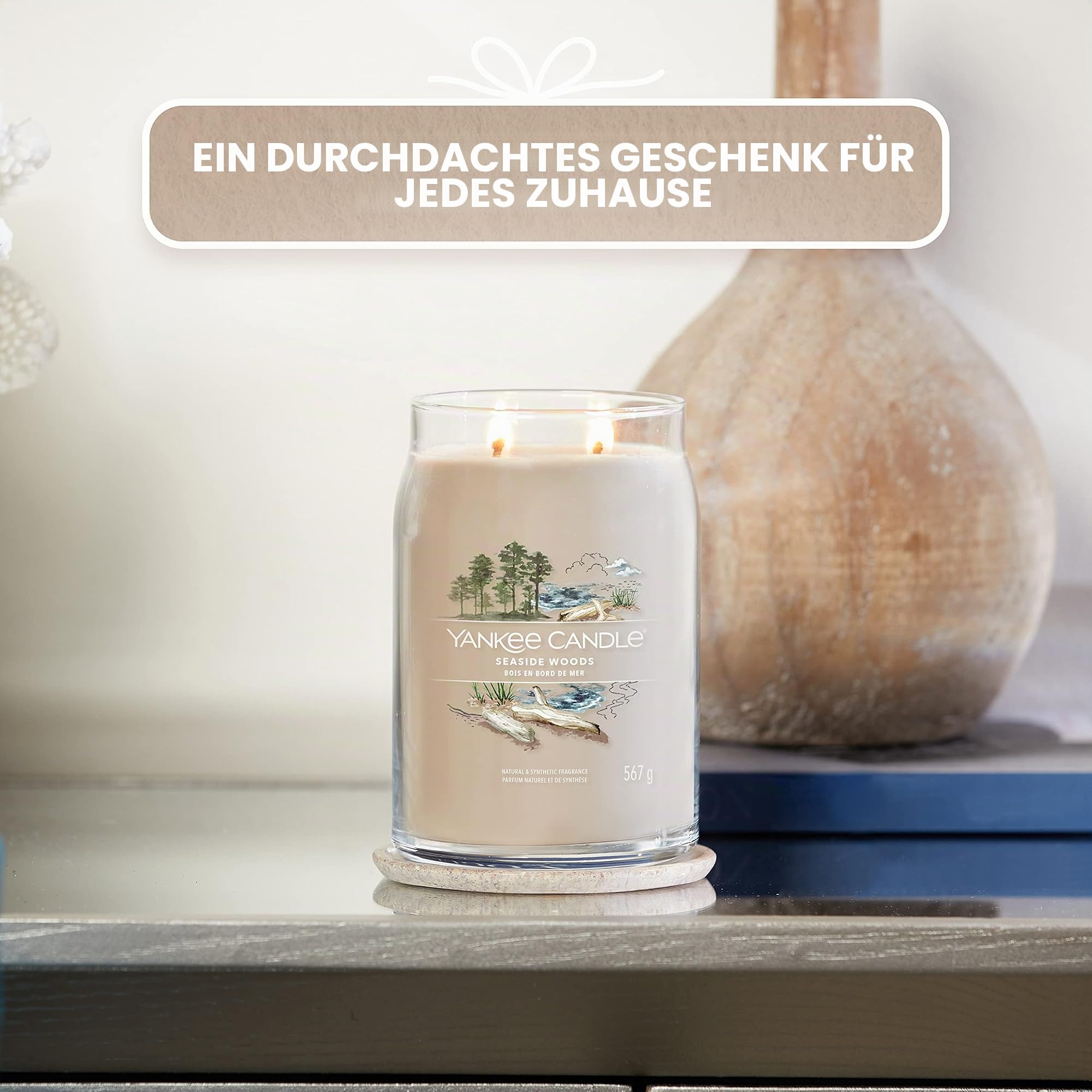 Yankee Candle Signature Duftkerze | große Kerze mit langer Brenndauer „Seaside Woods“ | Soja-Wachs-Mix | Perfekte Geschenke für Frauen