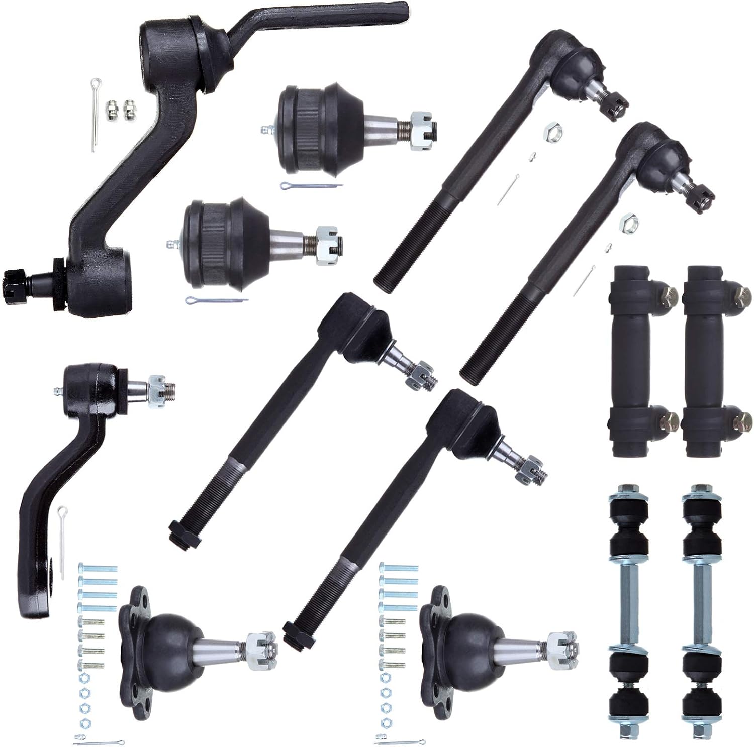 ASAPE K6293 Suspension Kit 14pcs - Idler Arm x1, Tie Rod End x6, Stabilizer Bar Link Kit x2, Ball Joint x4, Pitman Arm x1, Compatible With for C1500 1988-1991