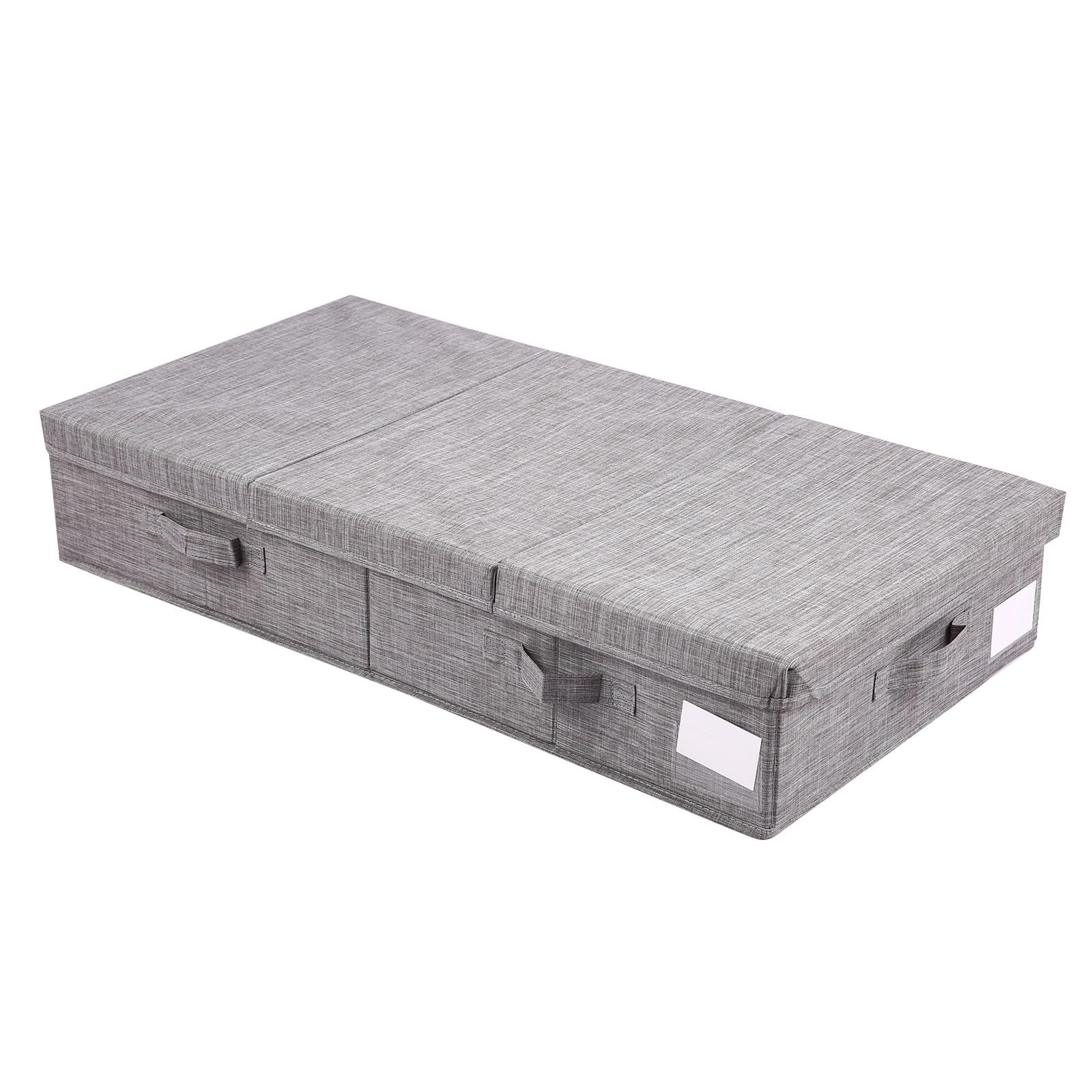 Kavolet 2 scatole portaoggetti sotto letto con coperchio, cassettiera pieghevole per armadio, coperta, vestiti, scarpe, giocattoli, tessuto, contenitore con 4 manici (grigio)