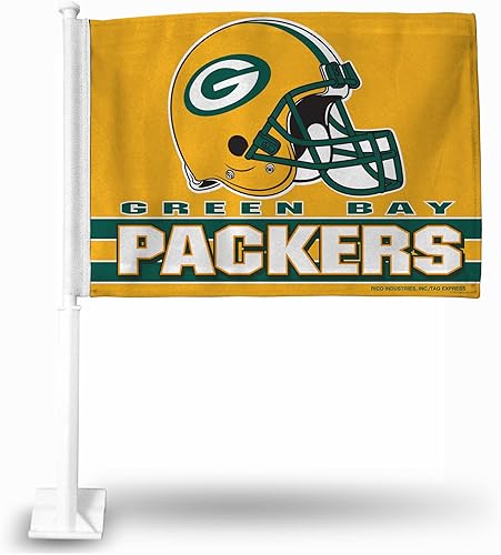 Vista 121 de Rico Industries NFL Double Sided Car Flag - 16" x 19" - Strong Pole That Hooks onto Car/Truck/Automobile