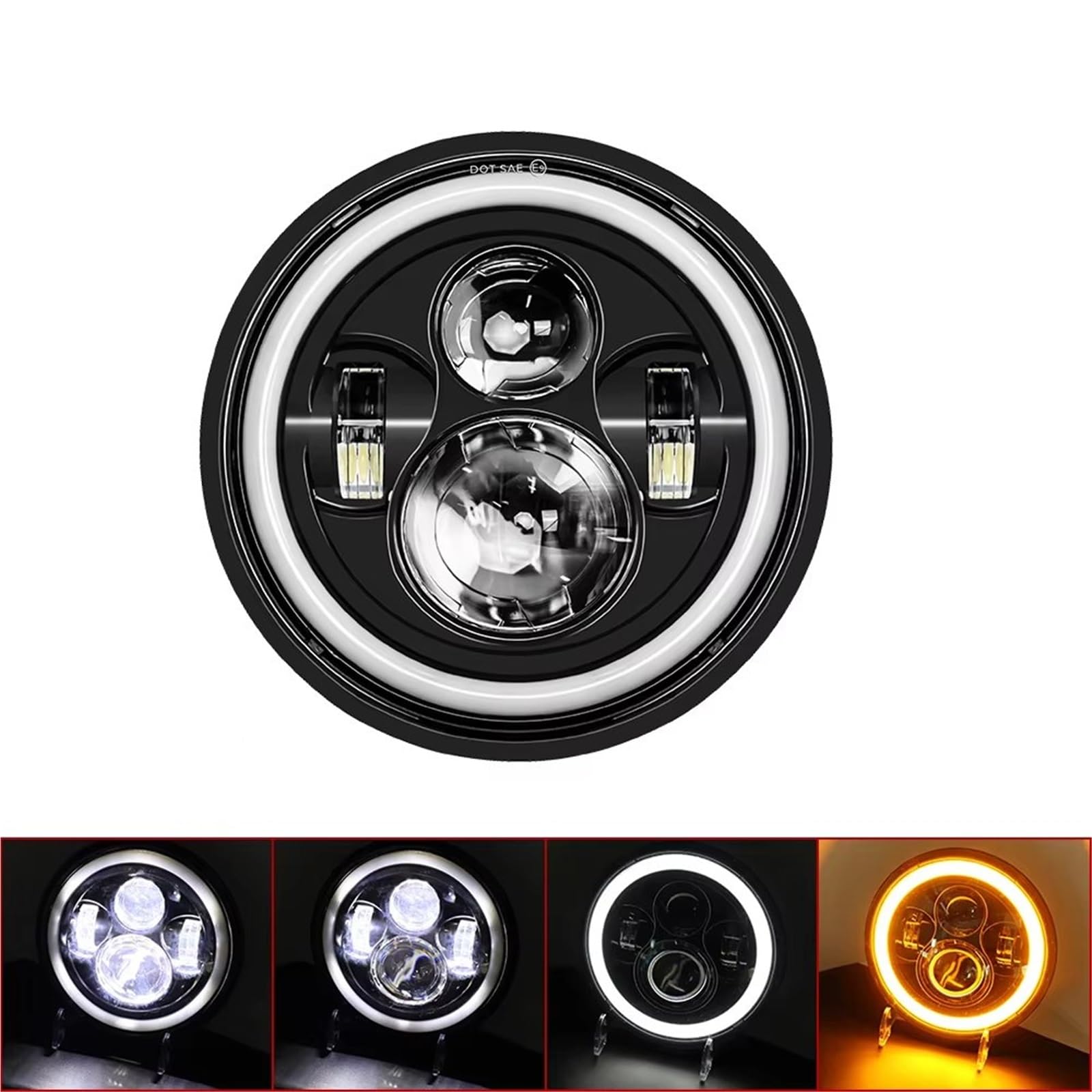 MESKEL Feux Avant Moto pour Suzuki pour Samurai pour Bandit 600 pour Softail pour Touring Phare De Moto LED H4 7 Pouces