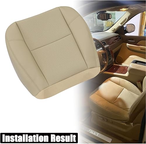 Miniatura 3 de Funda de repuesto para asiento inferior del lado del conductor o del pasajero, de piel de microfibra, color tostado, compatible con Cadillac