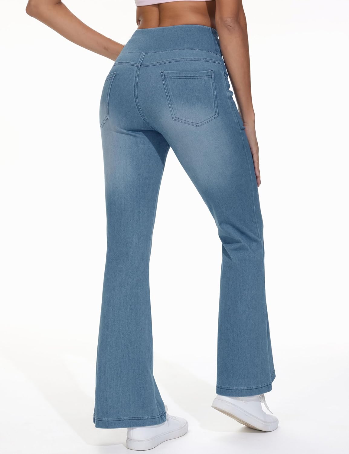 THE GYM PEOPLE Women's Tummy Control Bell Bottom Jeans High Waisted Wide Leg Flare Pants Jeggings with Pockets - Image 2
