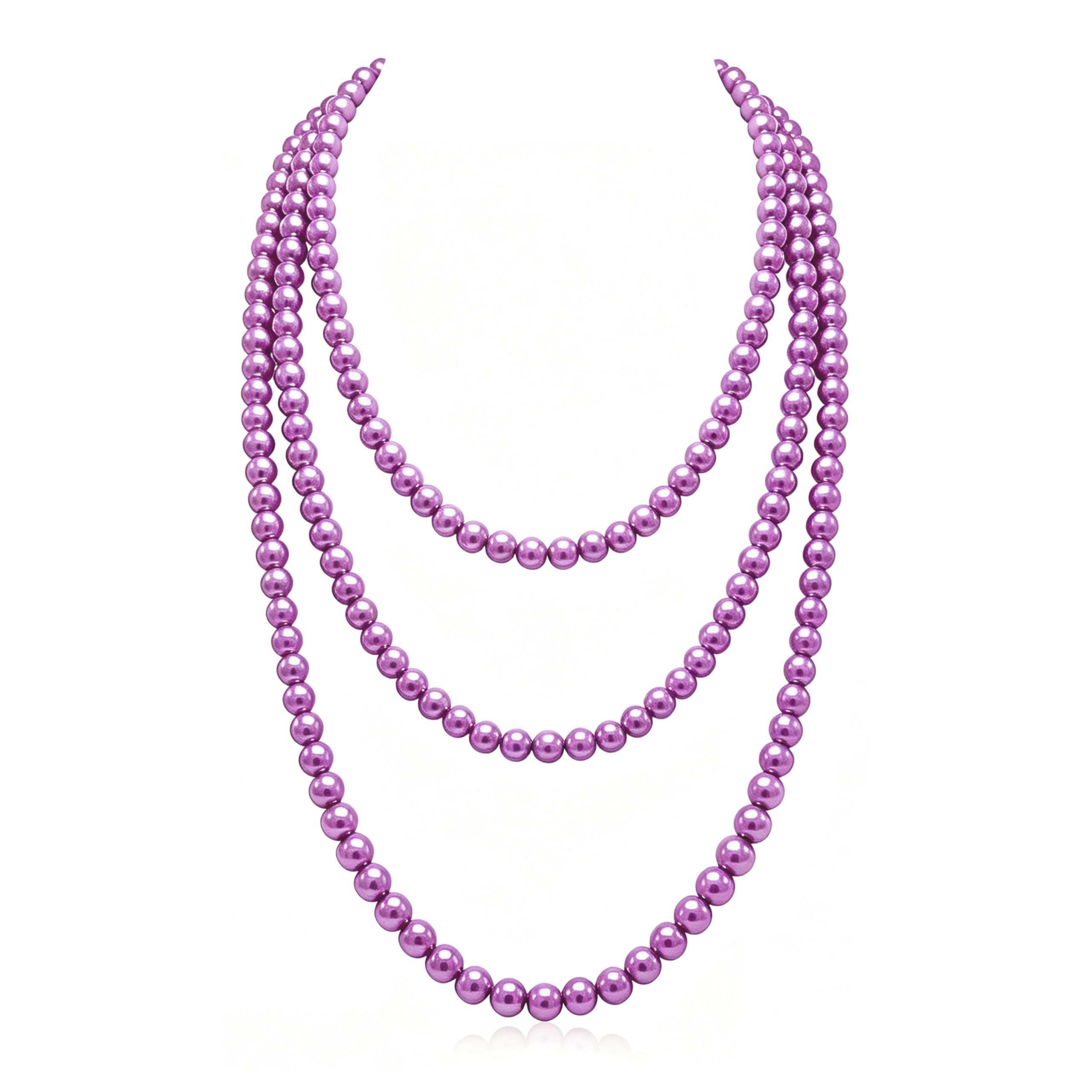 Long Pearl Necklaces for Women Cream White Faux Pearl Strand Layered Necklace Costume Jewelry