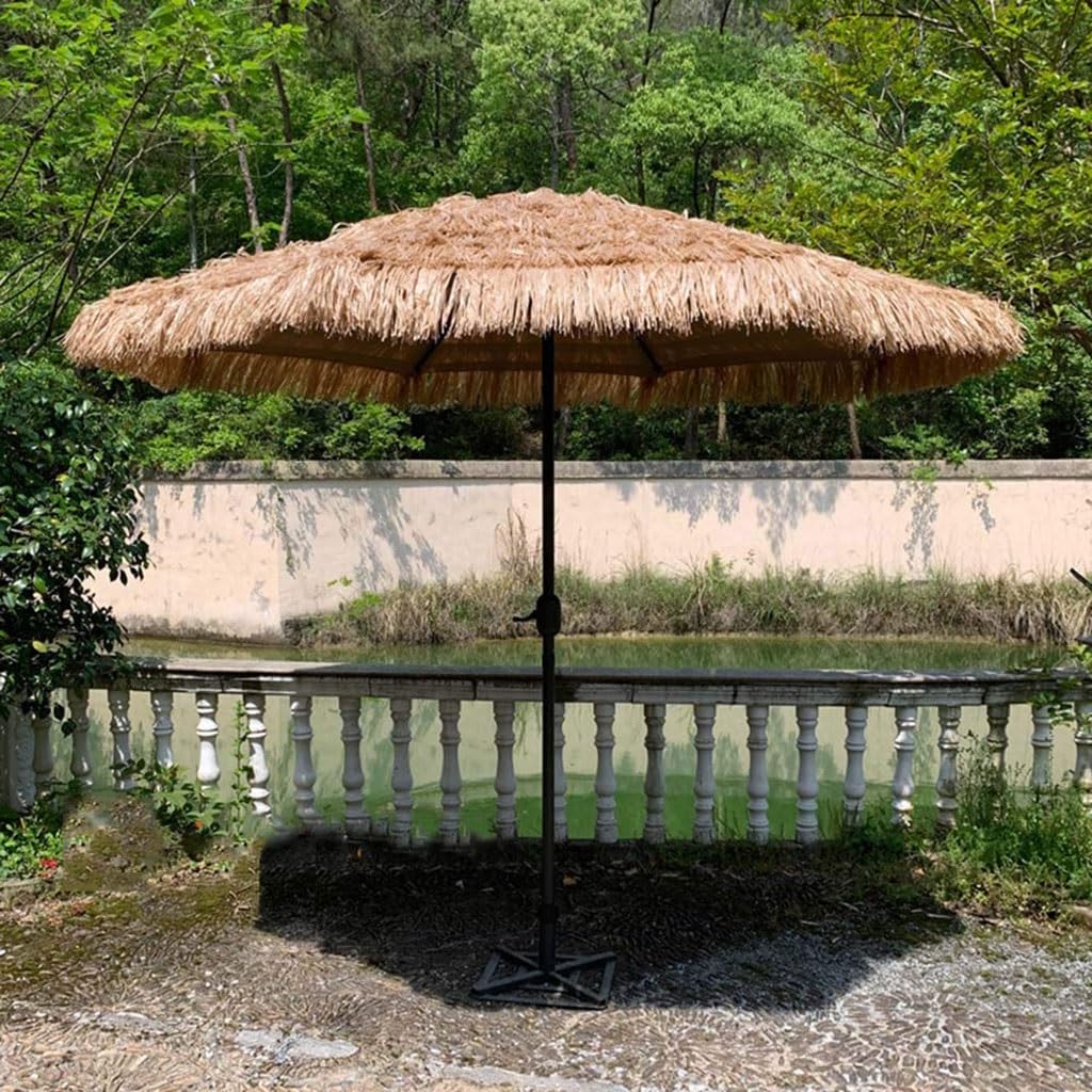 Sombrilla Playa Grande Sombrilla Terraza Exterior Ø 270cm Protección UV30+ Hawaii Parasol Terraza Exterior, Control De Manivela ＆ 8 Varillas, UV50+ Protección UV Para Jardín, Patio Y Piscina