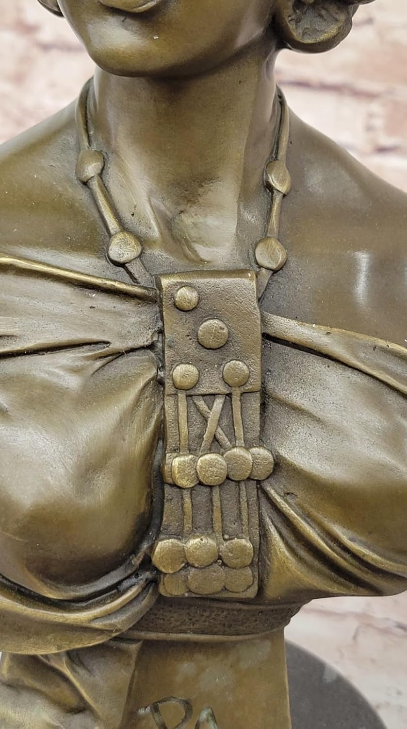 EUROPEAN BRONZE Art Deco Sculpture Bust Girl Woman Bronze Statue Signed Hot Cast Hand Made Decorative Art Sale