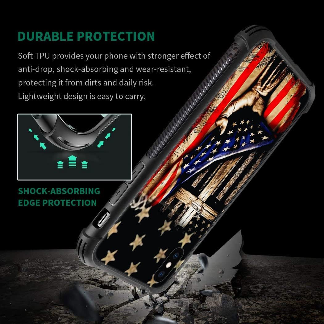 DAIZAG Compatible with iPhone XR Case,All-Round Protection Shockproof Anti-Scratches TPU Cover,Cases for Man Woman-Wooden Cross Power American Flag - Image 4