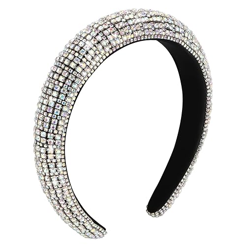 Wecoe 1 diadema de diamantes de imitación para mujeres y niñas, diadema gruesa acolchada con purpurina brillante, diadema de diamantes plateados, Wecoe 1 diadema de diamantes de imitación para mujeres y niñas, diadema gruesa acolchada con purpurina brillante, diadema de diamantes plateados,