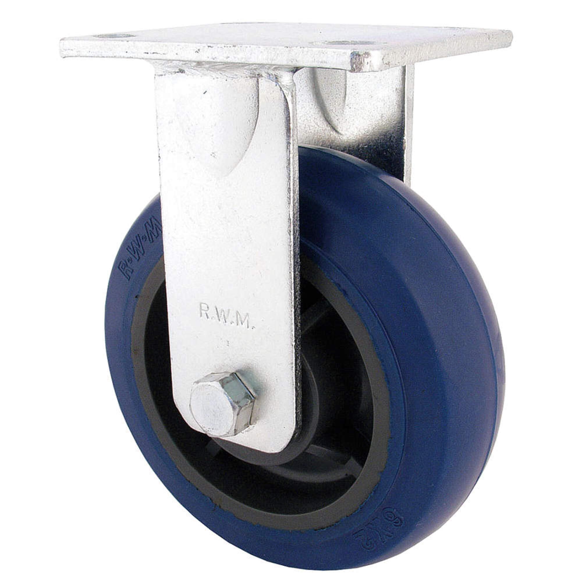 RWM Casters 47 Series Plate Caster, Rigid, Kingpinless, Elastomer Wheel, Ball Bearing, 1050 lbs Capacity, 4