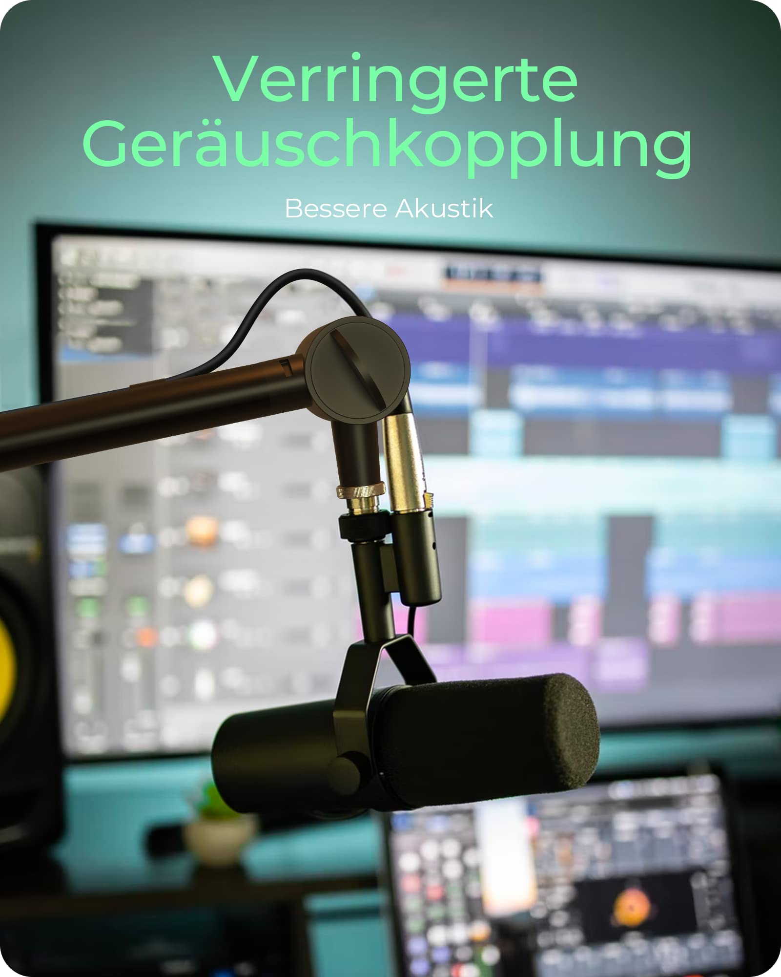 ICY BOX Professioneller Mikrofon-Arm mit Tischhalterung, 360 degree drehbar, 3/8 '' bis 5/8 '' Adapter, Kabelmanagement, für Blue Yeti, Blue Snowball, HyperX QuadCast und viele mehr, 60872, Schwarz