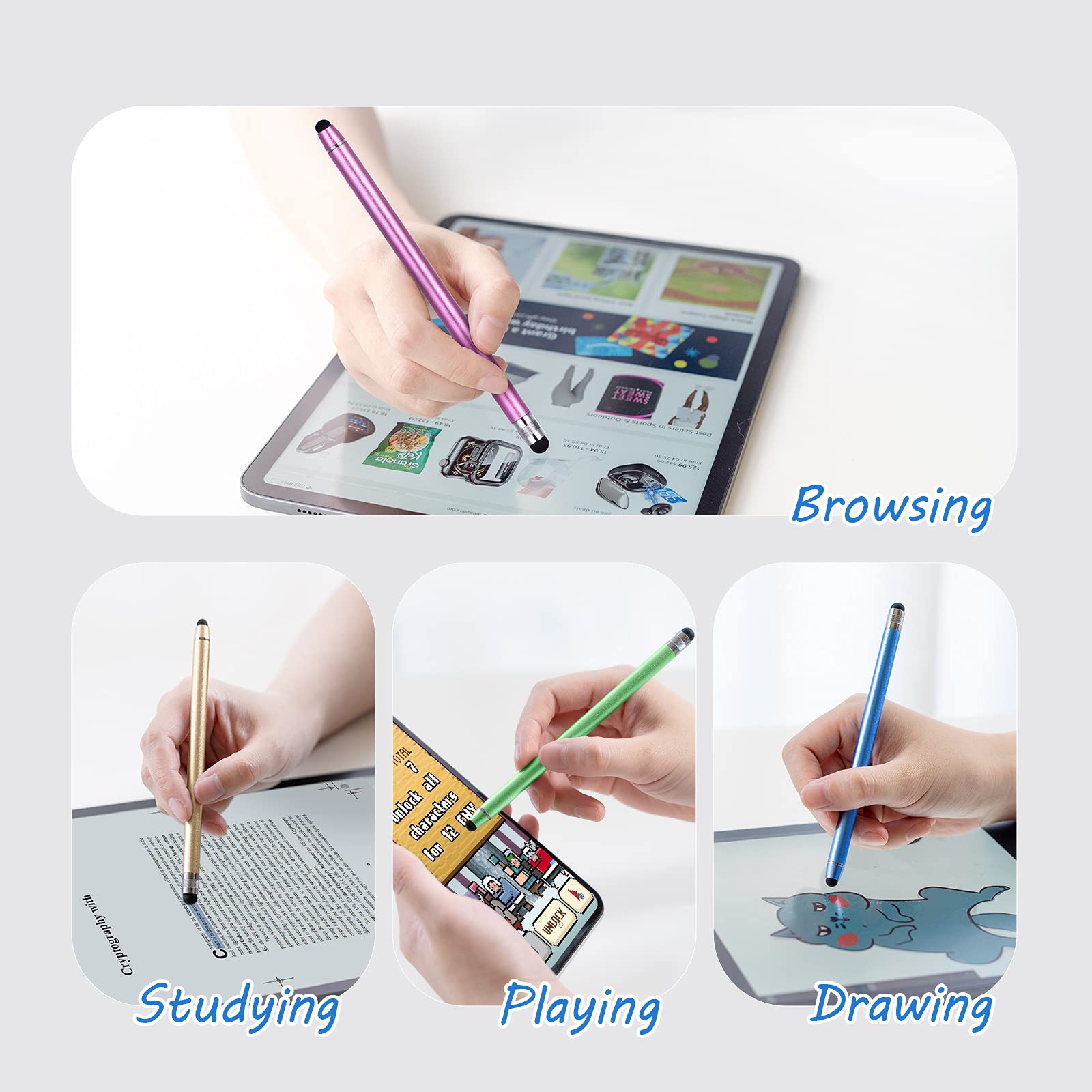 Abiarst - Lápiz capacitivo para pantallas táctiles, lápiz capacitivo de alta precisión para iPad, iPhone, tabletas, Samsung Galaxy y todos los dispositivos de pantalla táctil universales