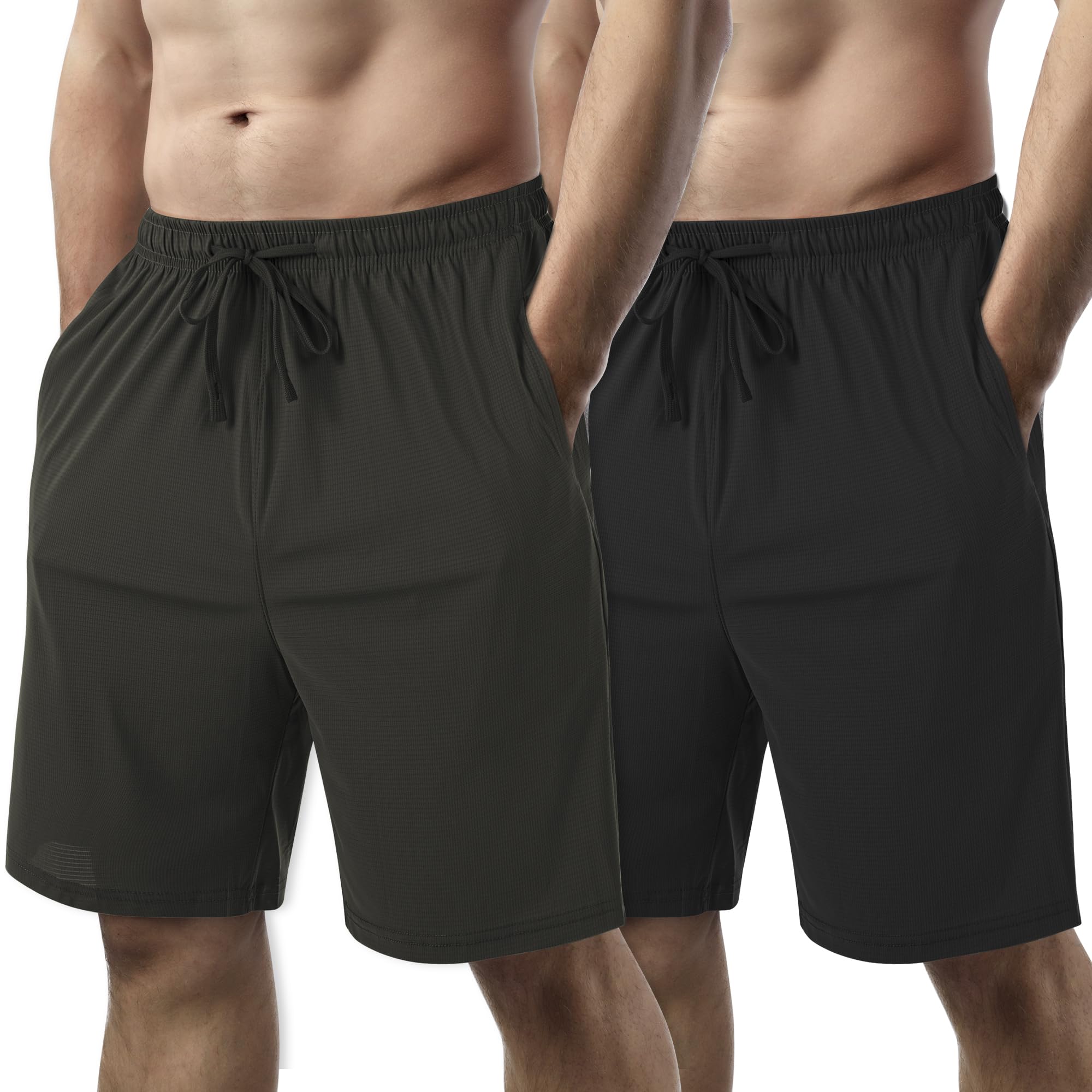 2 Pack Mens Running Athletic Shorts for Mens Lightweight Workout Gym Shorts Quick Dry Hiking Basketball