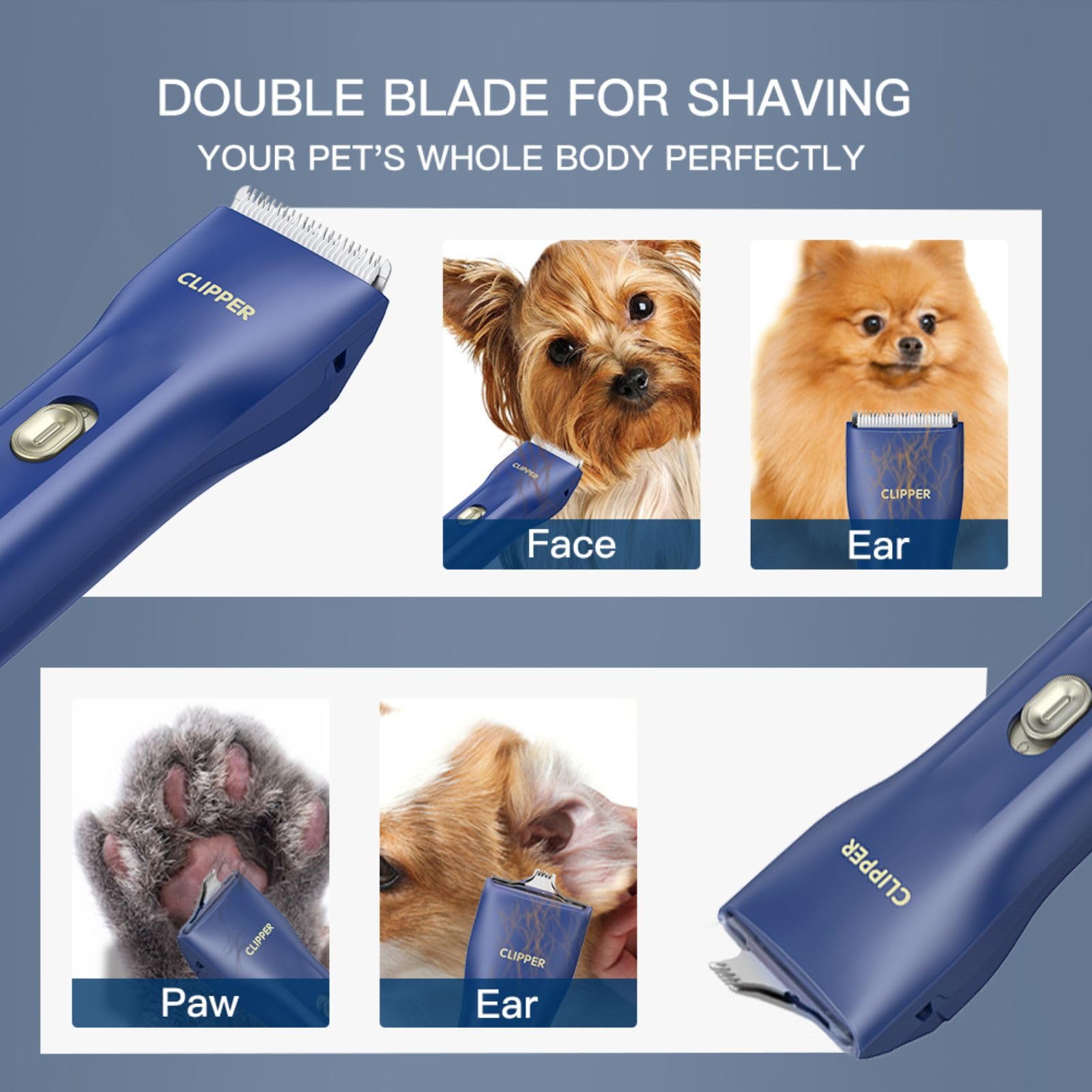 Kit per la toelettatura del cane Clipper per cappotto spesso a basso rumore Cordless Cat Hair Trimmer Rasoio ricaricabile Strumenti per la toelettatura degli animali domestici per animali piccoli e