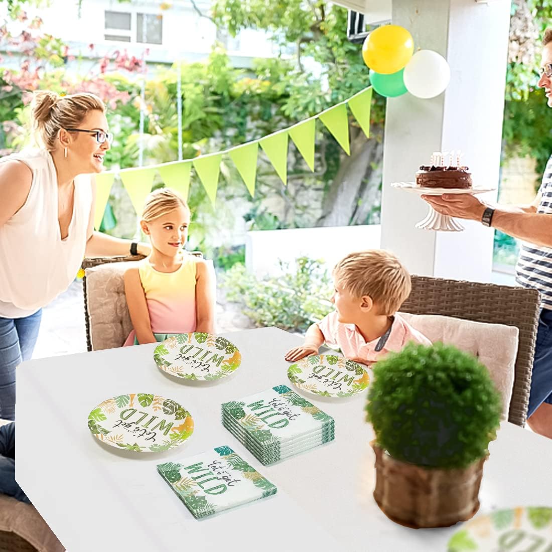 FVABO Jungle Theme Party Supplies - Safari Birthday Decorations, Include 48 Pcs 9‘’ Dinner Paper Plates, 96 Pcs Paper Napkins, for Where The Wild Things are Party Supplies | Serves 48 Guests : Home & Kitchen