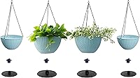 Vista 7 de Macetas colgantes para plantas de exterior de 8/10 pulgadas, paquete de 4 ganchos para plantas de interior con agujeros de drenaje, cesta colgante